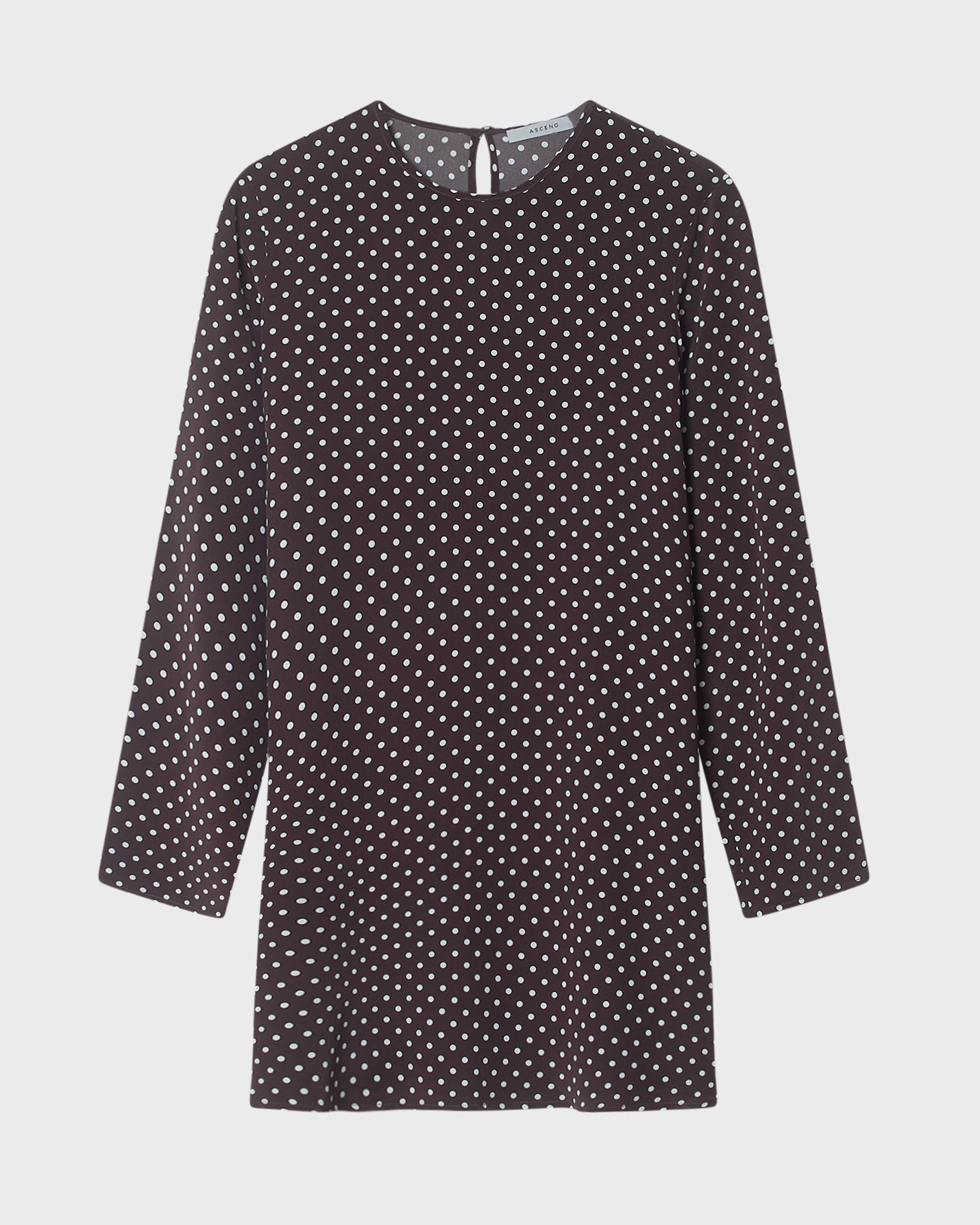 Larissa Dress Umber Brown Dot Silk Crepe