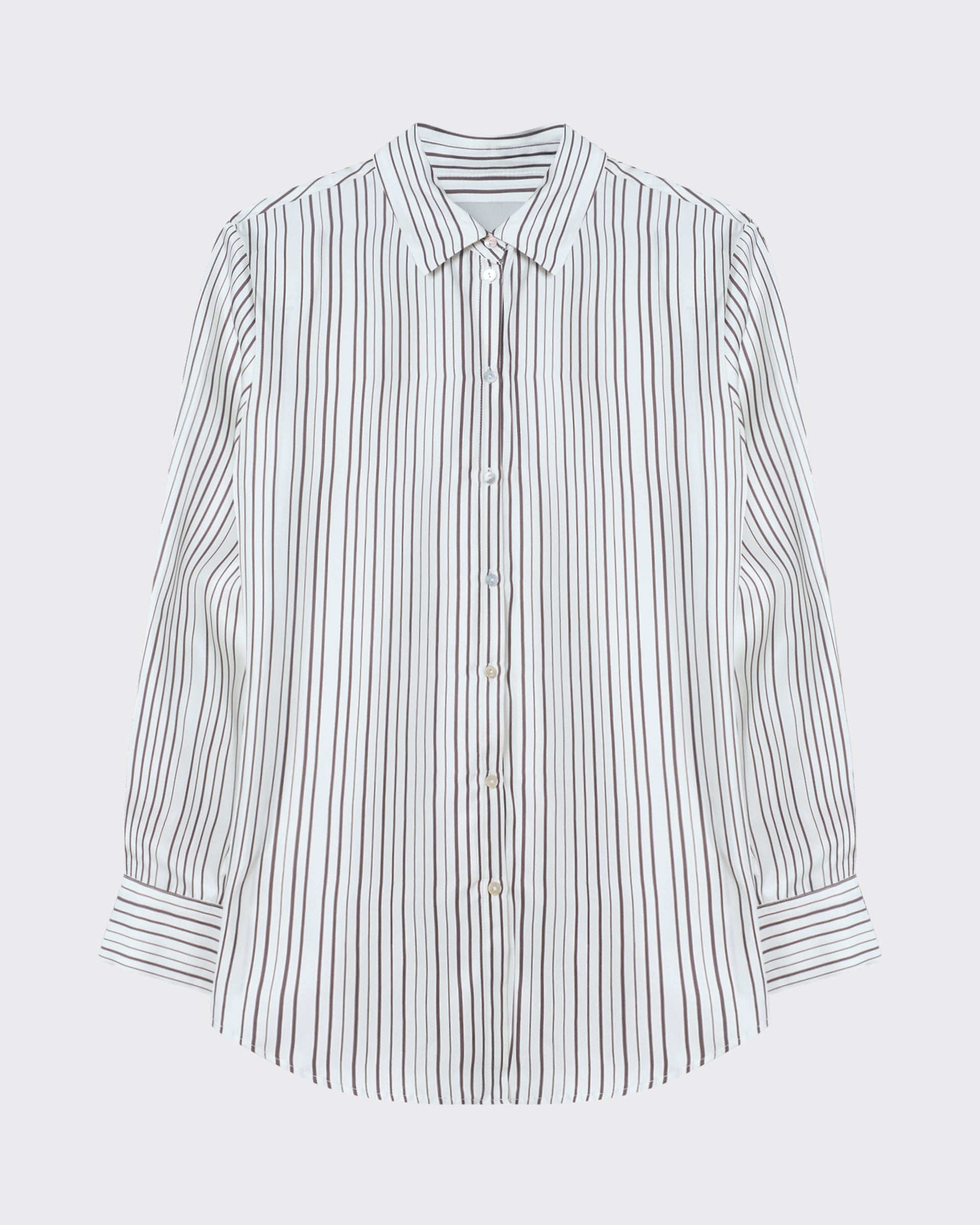 London Shirt Umber Brown Fine Stripe Silk Twill