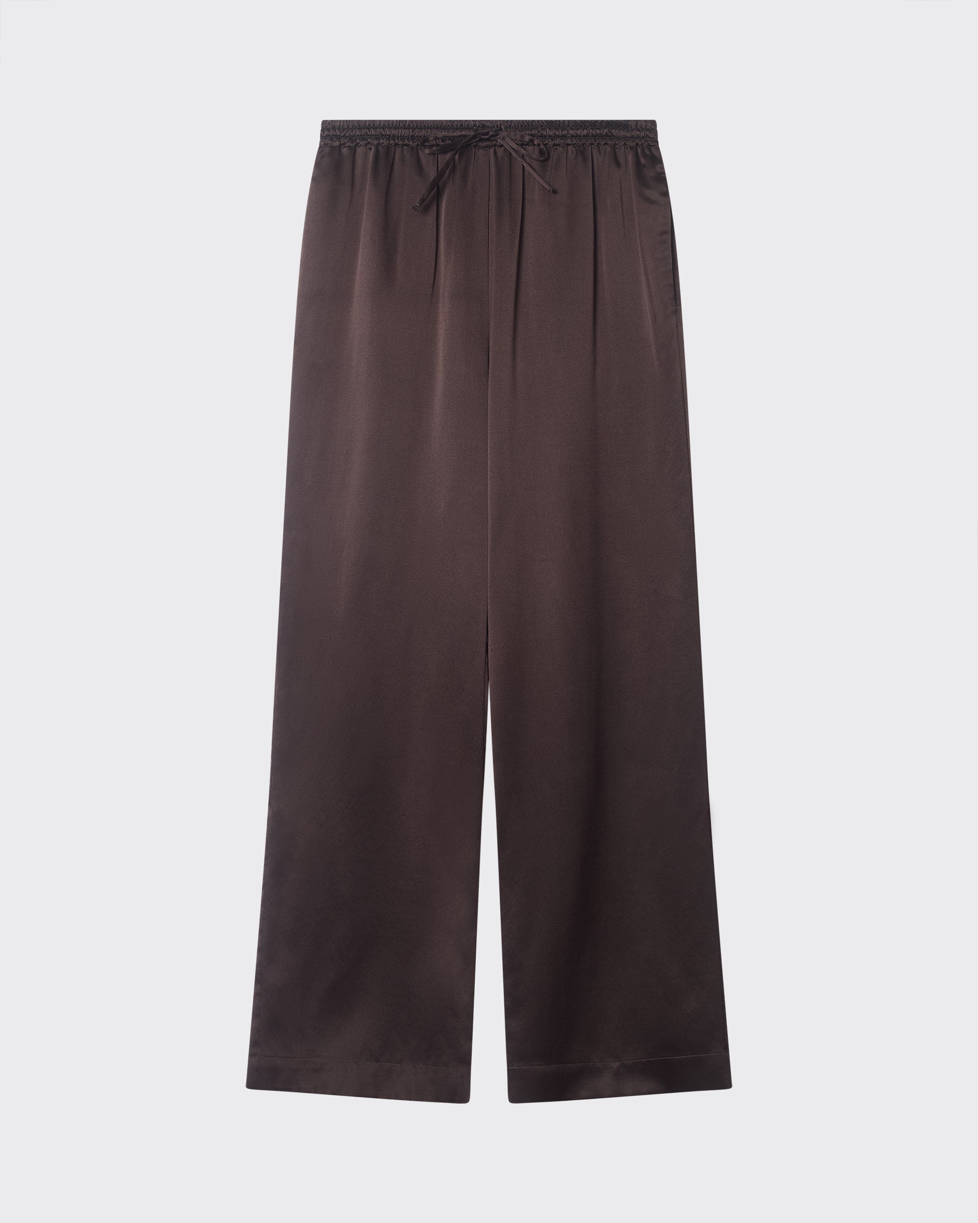 Aurelia Trouser Dark Brown Silk Wool Satin