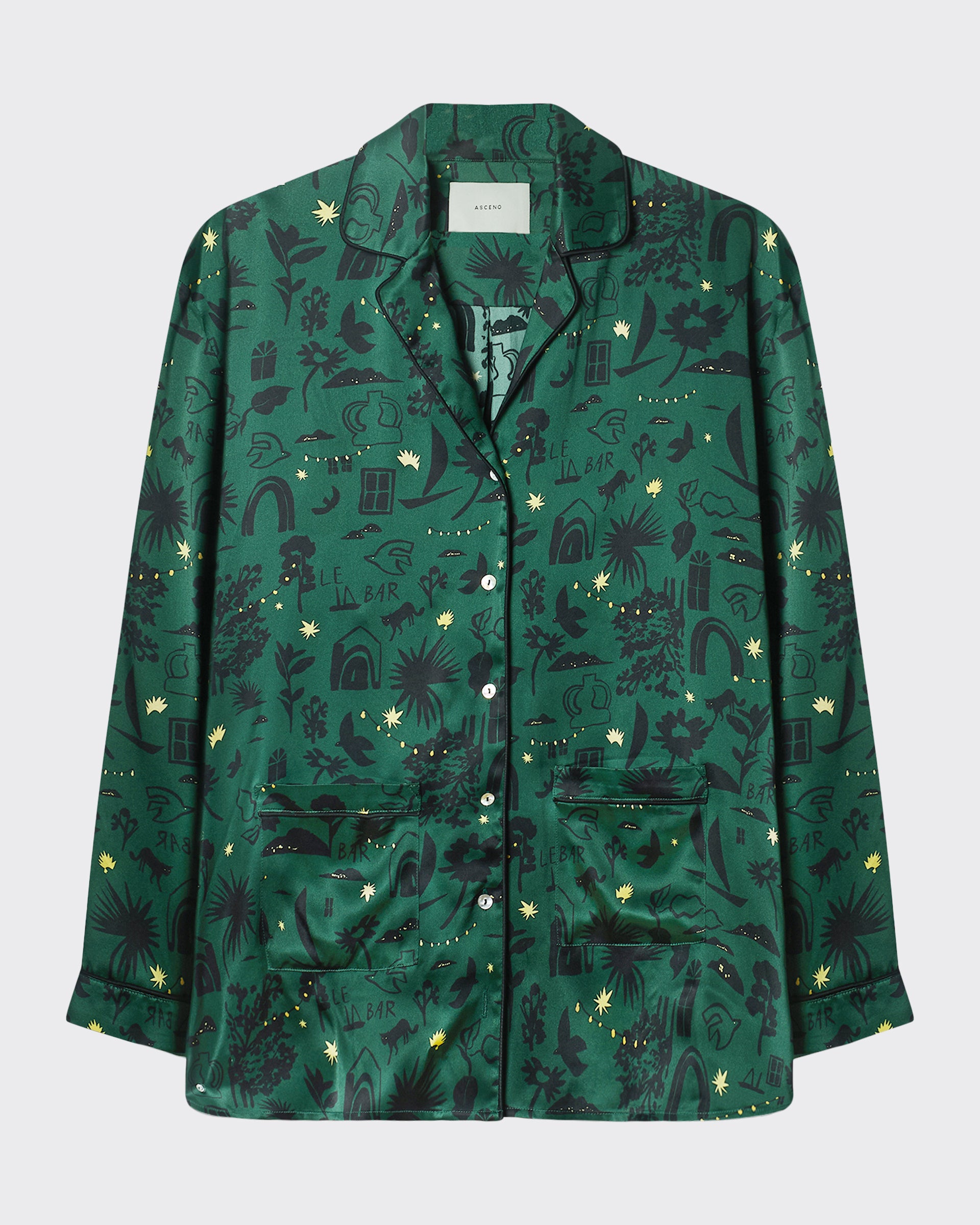 Alba Shirt Nightstar Green Silk Charmeuse