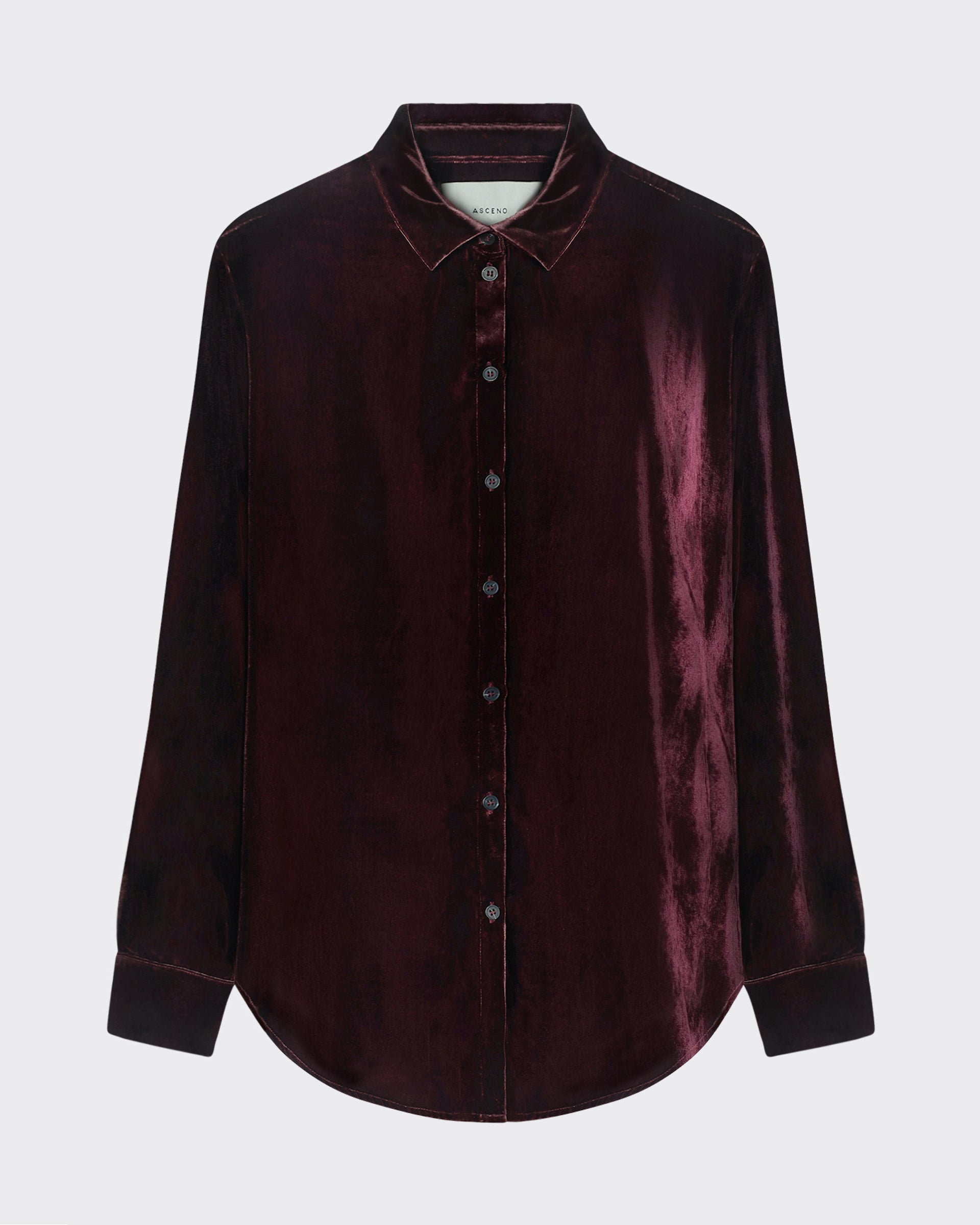 London Shirt Maroon Viscose Velvet