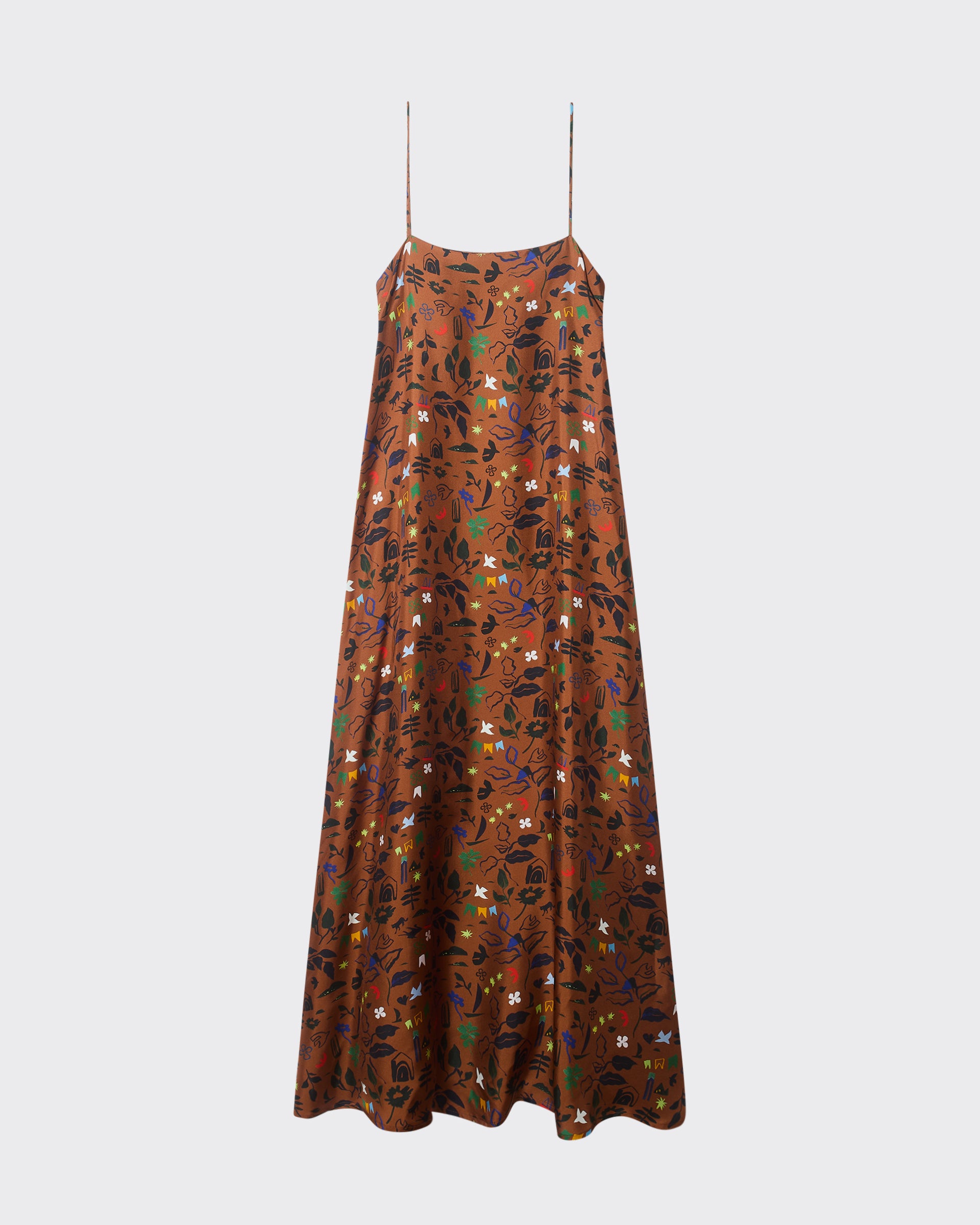 Melfi Dress Surreal Silhouette Bronze Silk Twill