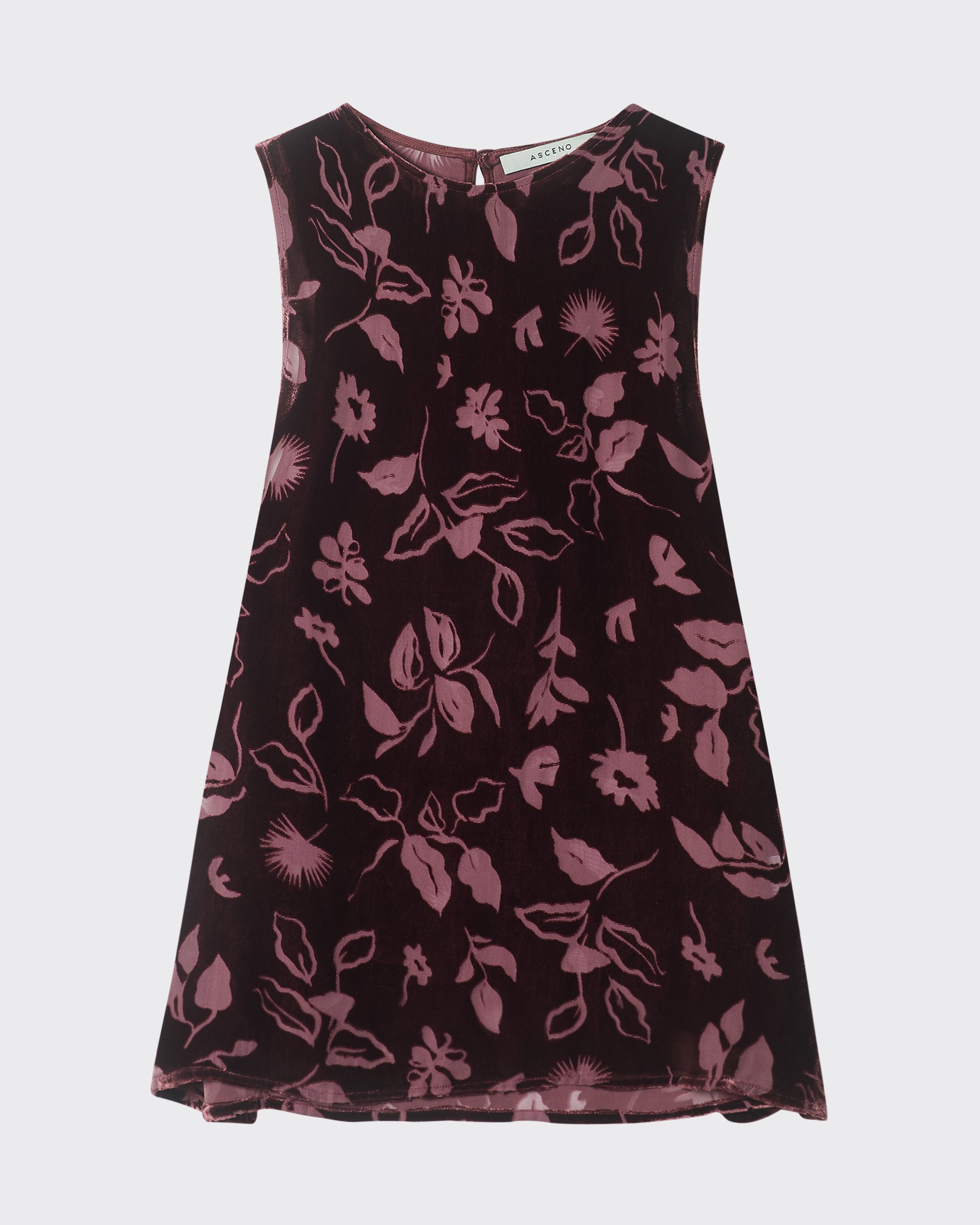 Trento Top Maroon Foliage Devore Velvet