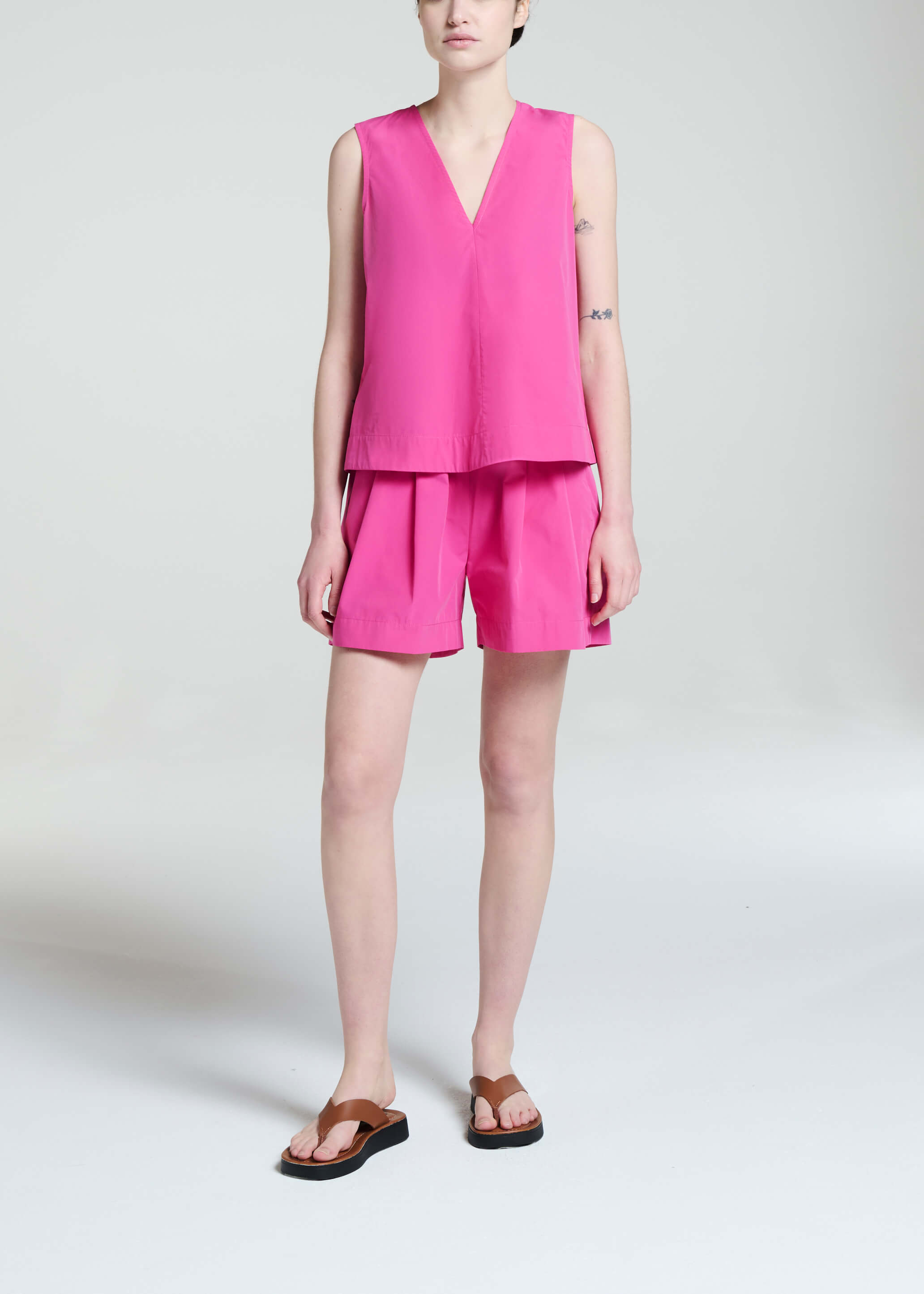Phoebe Top Cerise Cotton Poplin