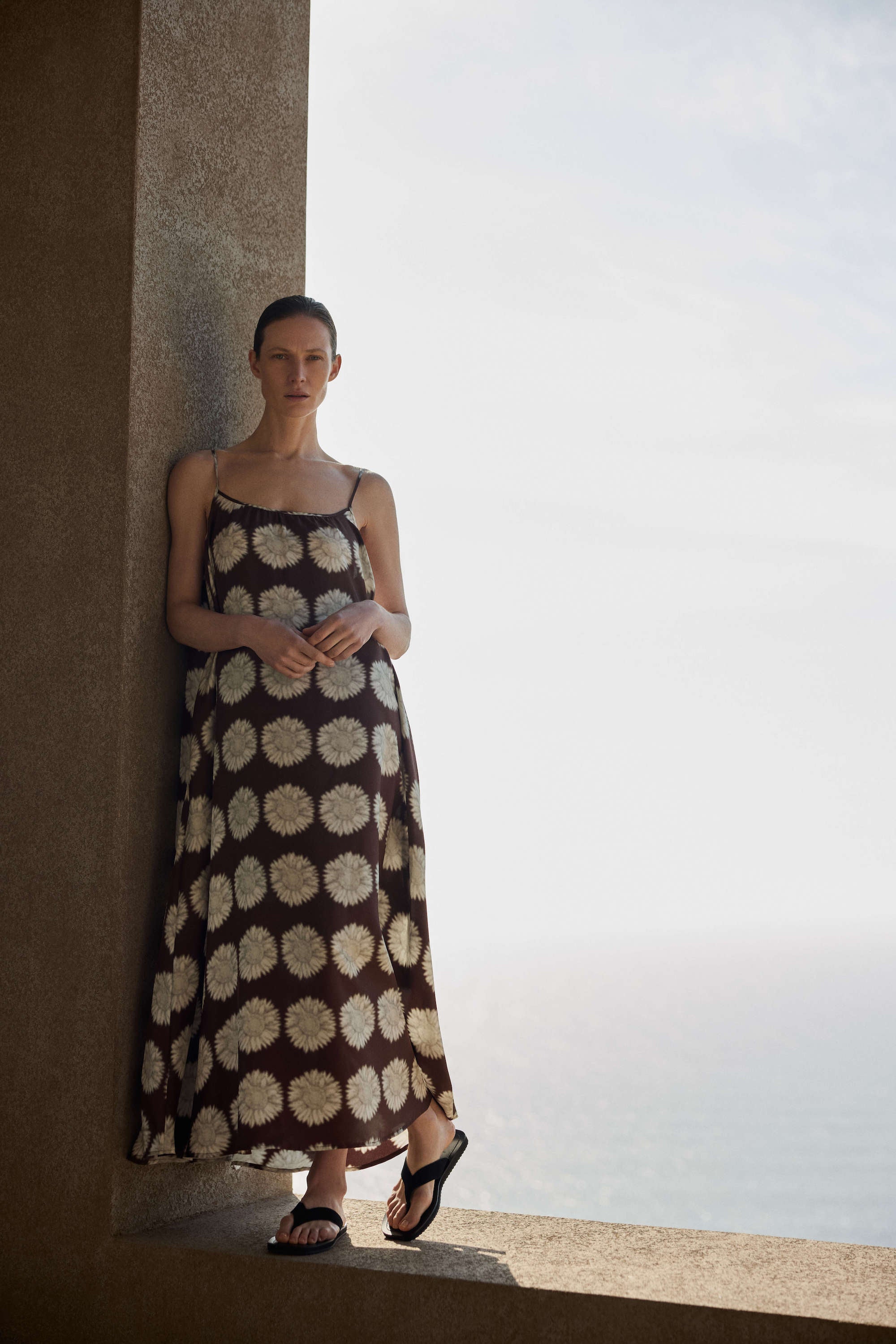 Napoli Dress Sunflower Mahogany Silk Twill