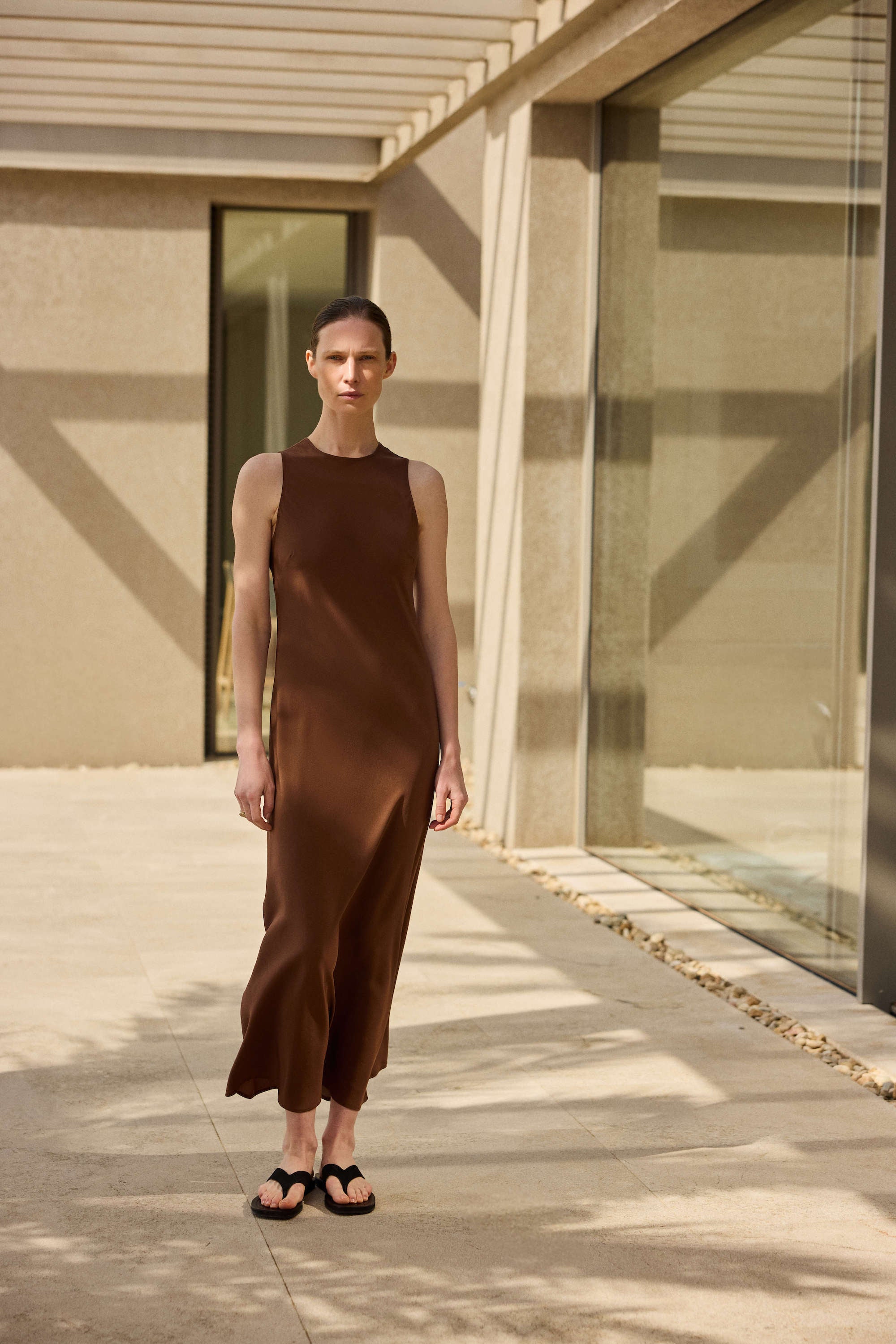 Valencia Dress Mahogany Silk Crepe