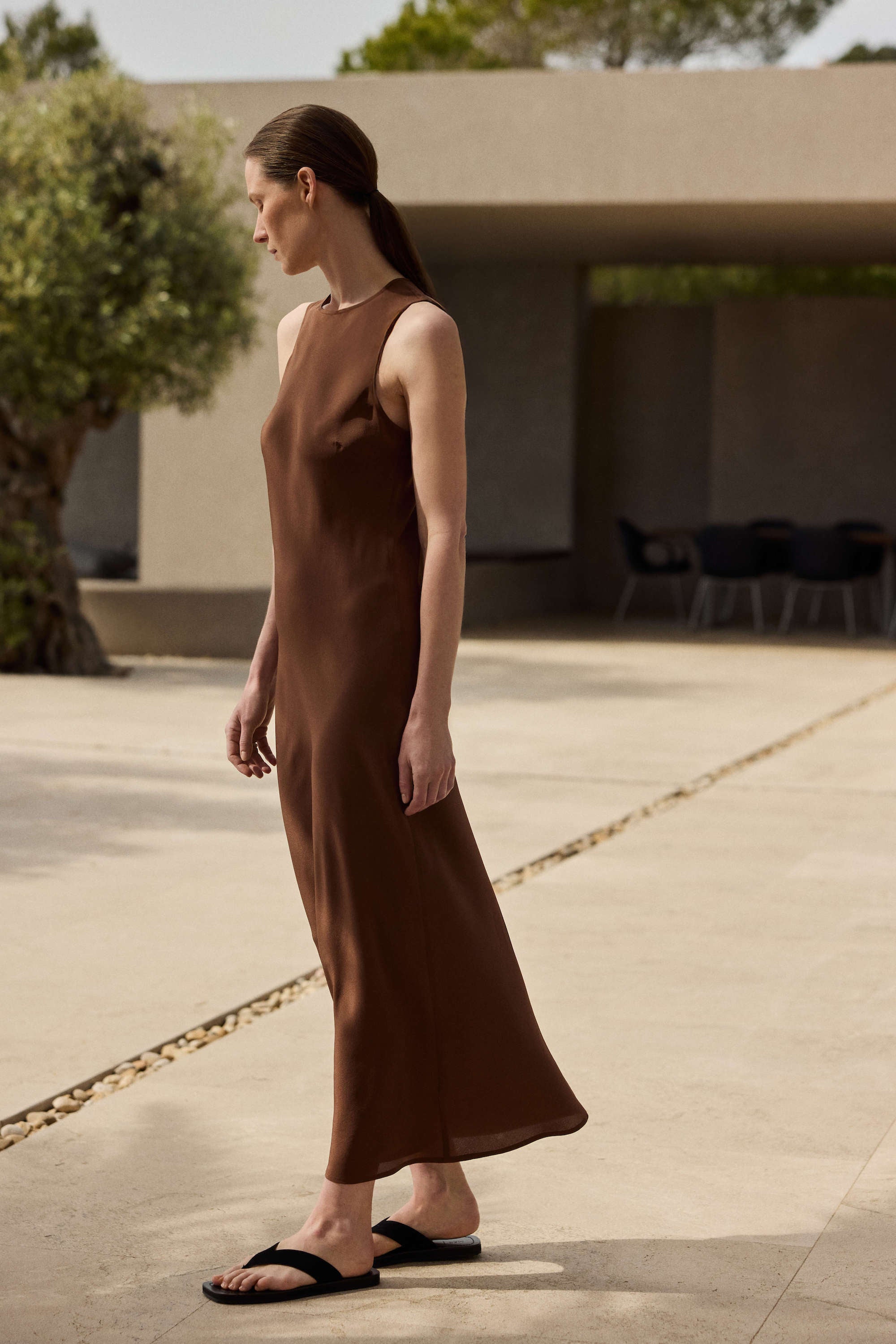 Valencia Dress Mahogany Silk Crepe