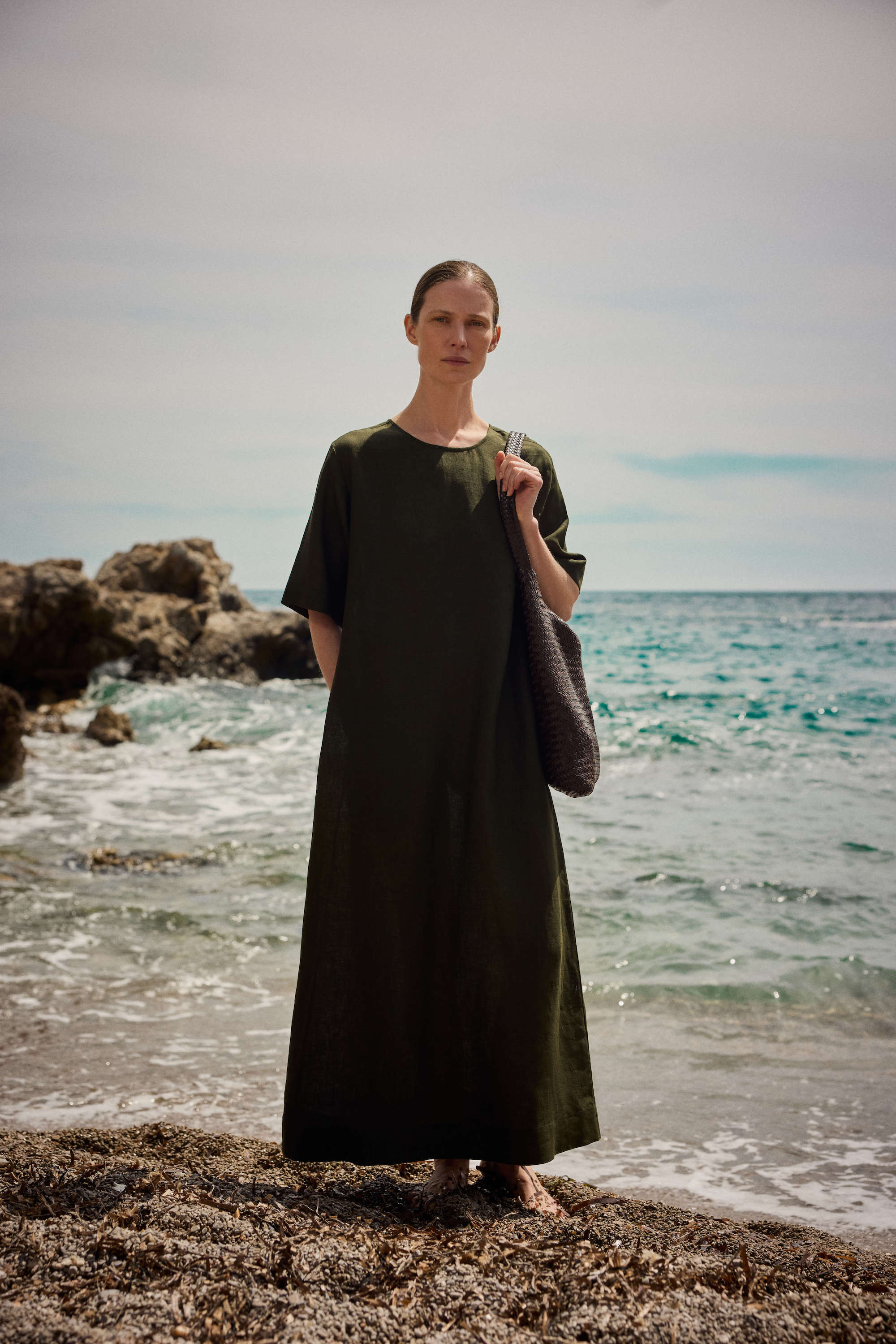 Mina Dress Sea Moss Green Linen