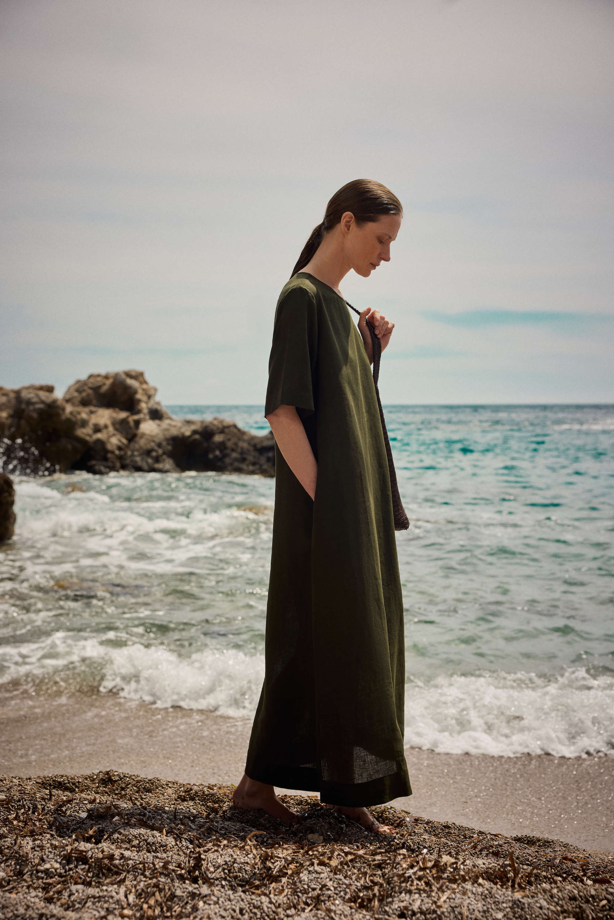 Mina Dress Sea Moss Green Linen