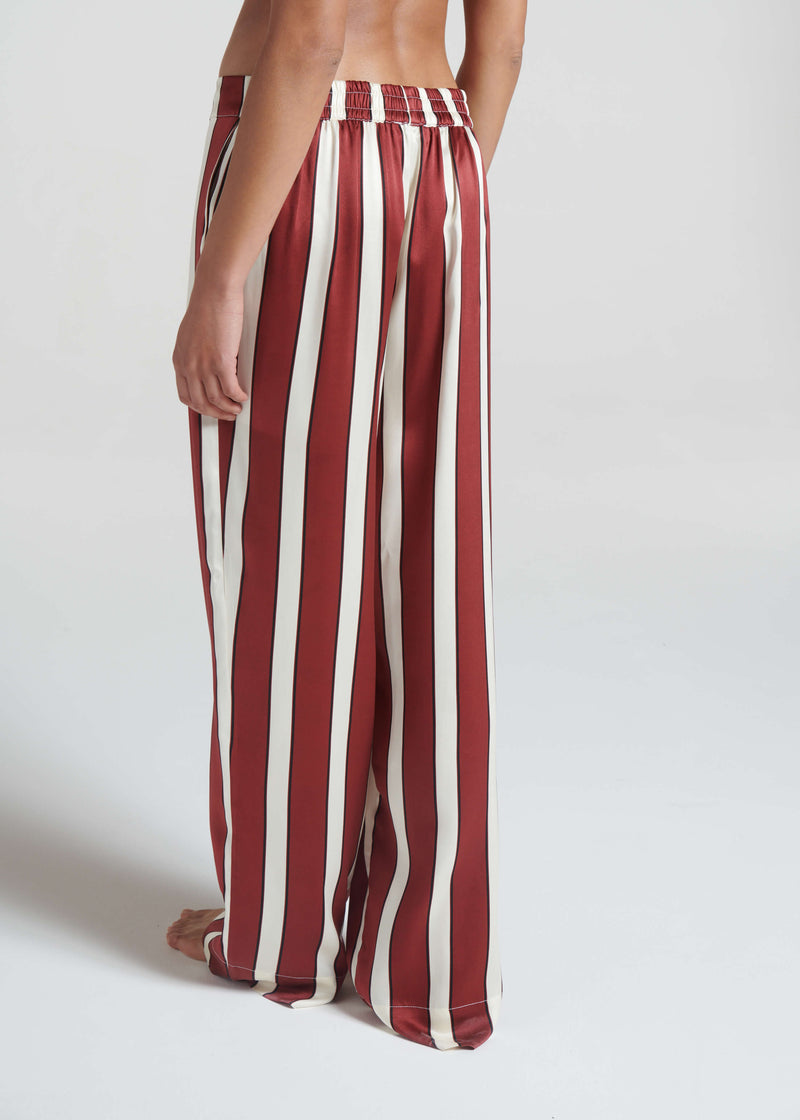 London Pyjama Bottom Ruby Bold Stripe Silk Charmeuse