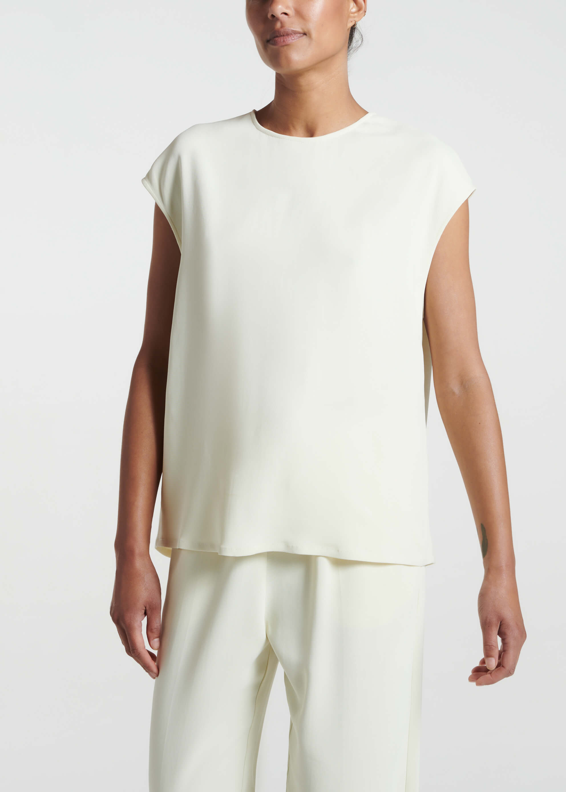 Dasha Top Ecru Textured Viscose Crepe