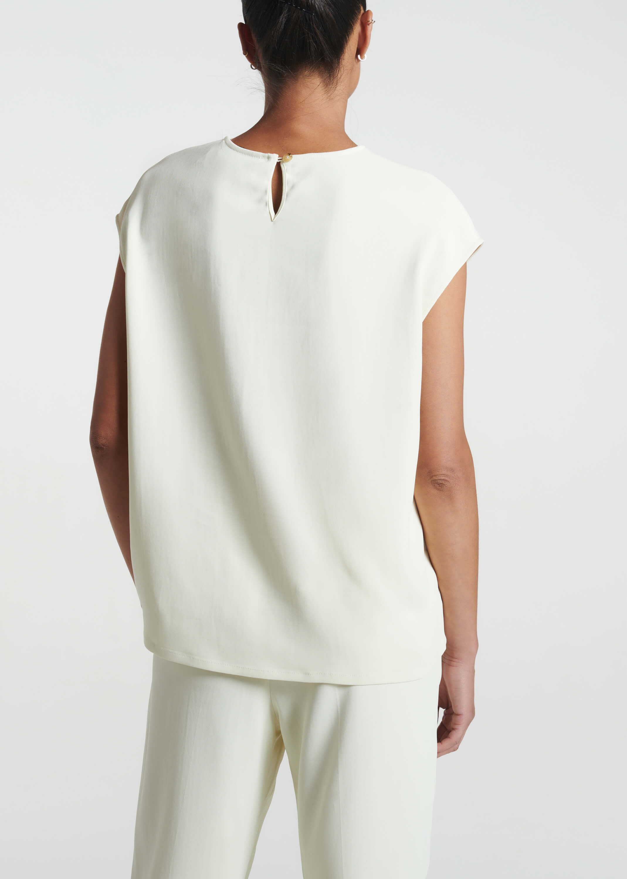 Dasha Top Ecru Textured Viscose Crepe