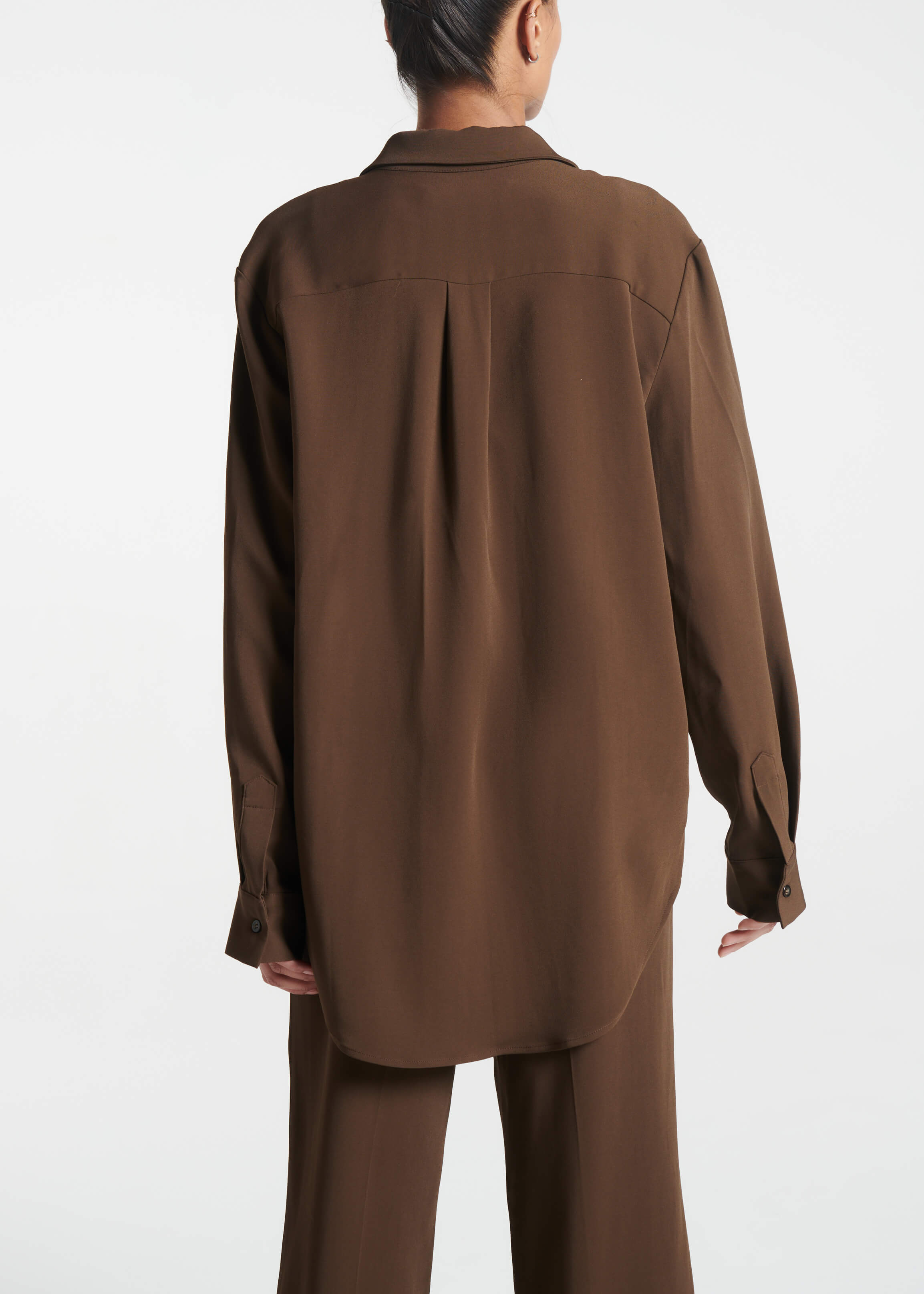 London Shirt Coffee Viscose Crepe