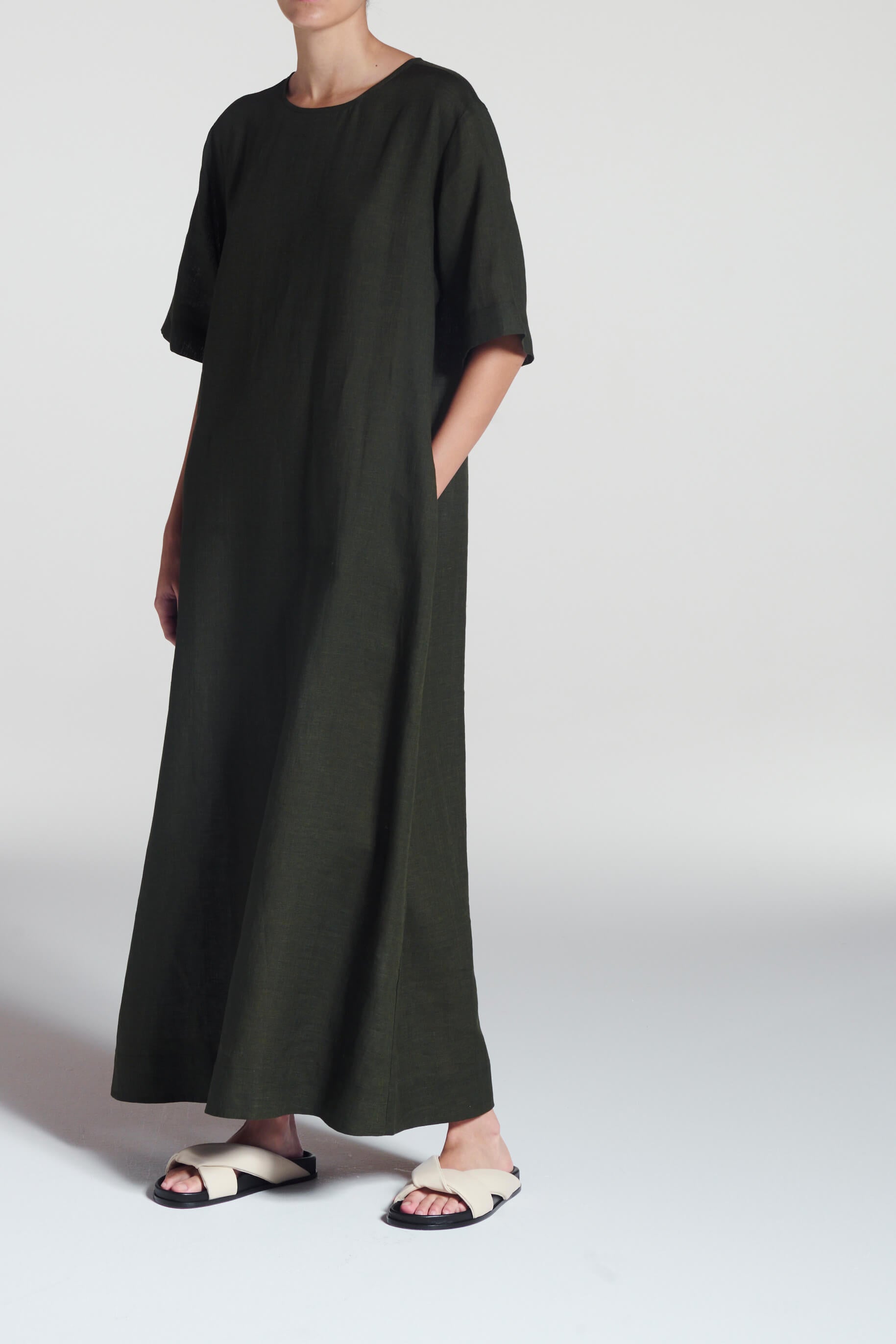 Mina Dress Sea Moss Green Linen