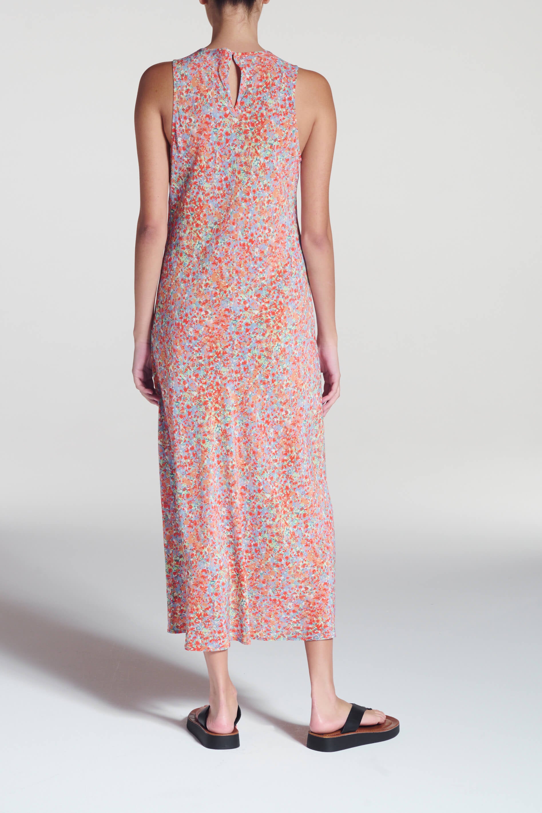 Valentina Dress Beachscape Coral Silk Crepe
