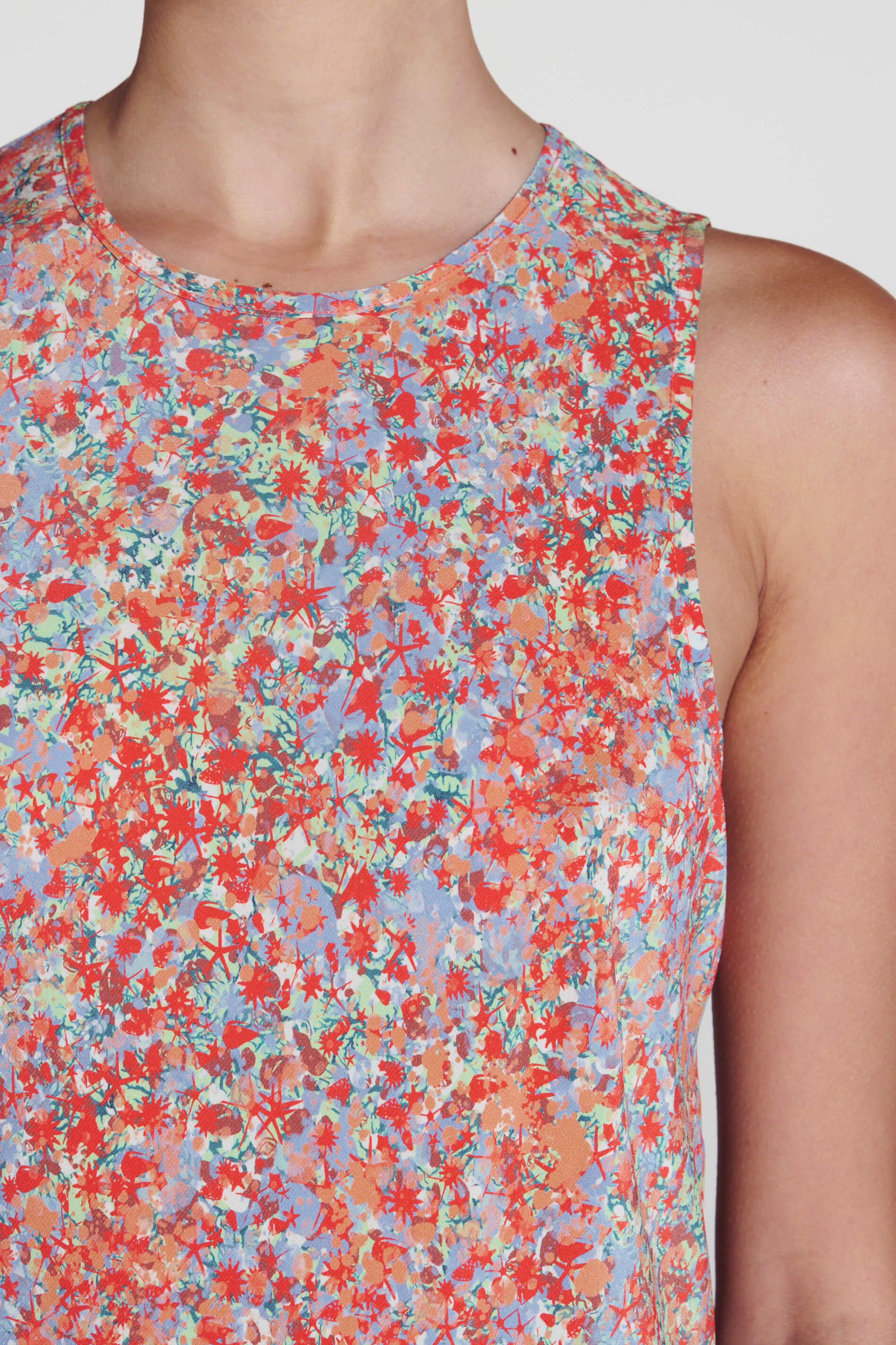 Valentina Dress Beachscape Coral Silk Crepe