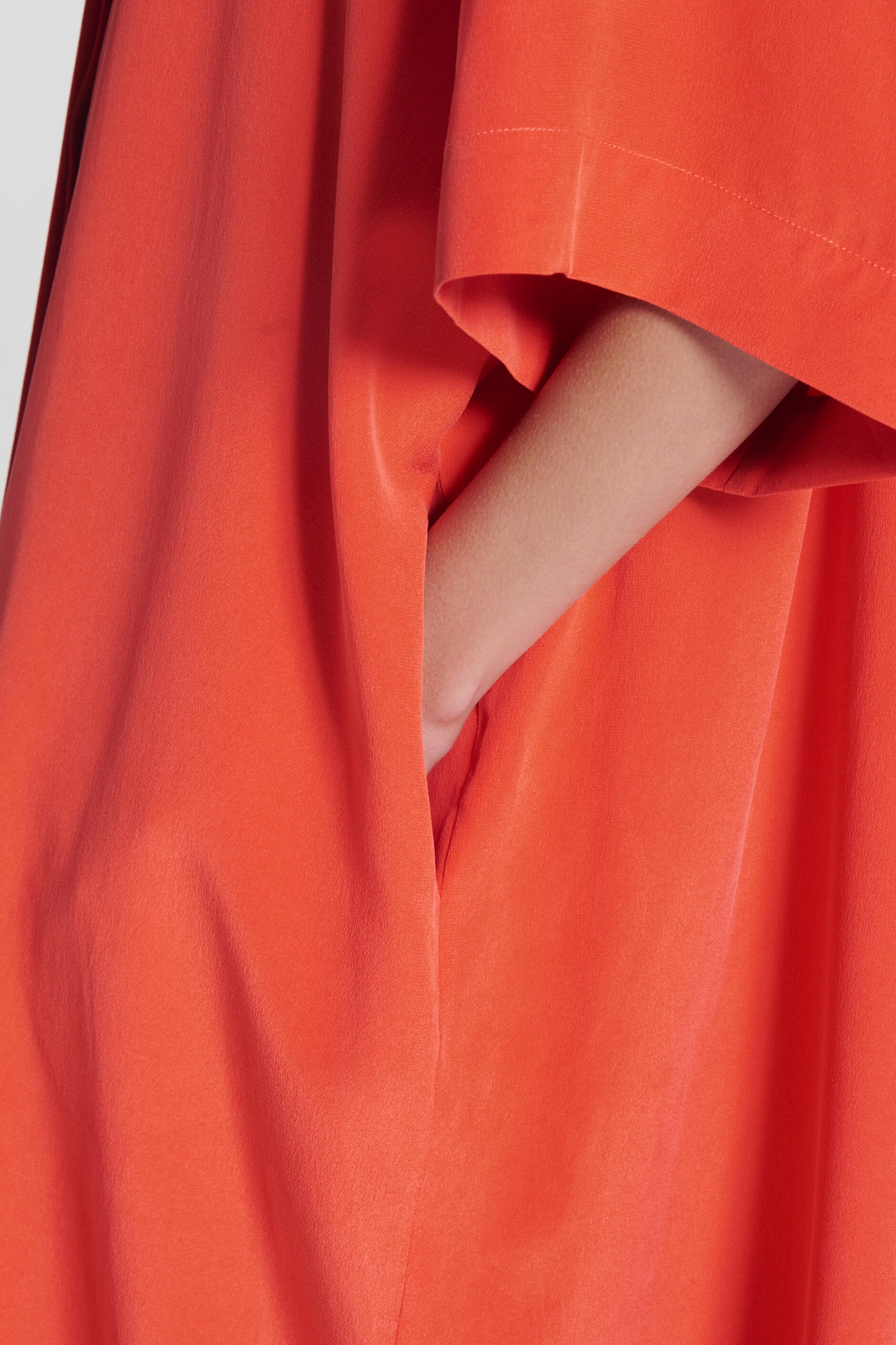 Catania Dress Coral Red Silk Crepe