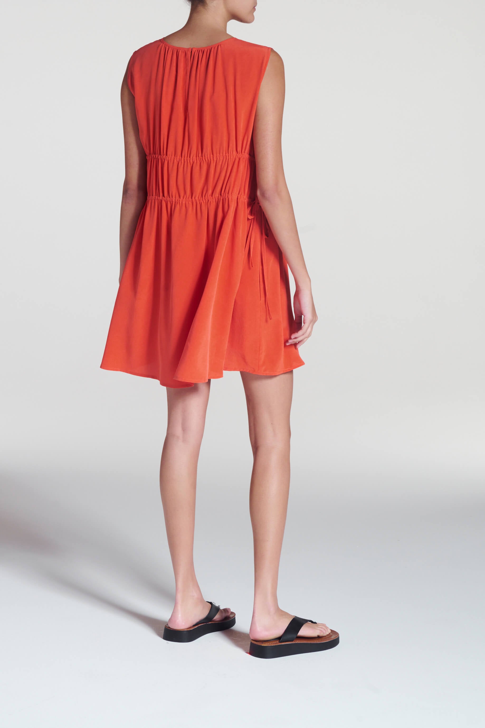 Como Dress Coral Red Silk Crepe