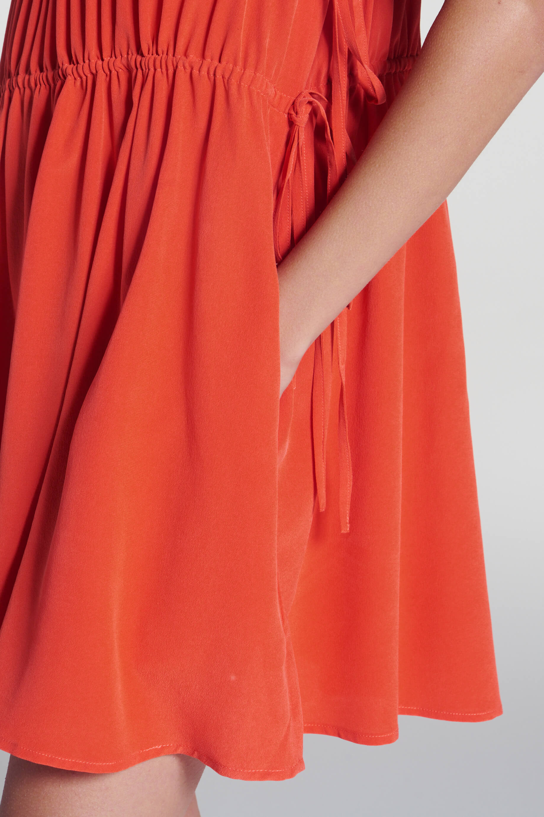Como Dress Coral Red Silk Crepe