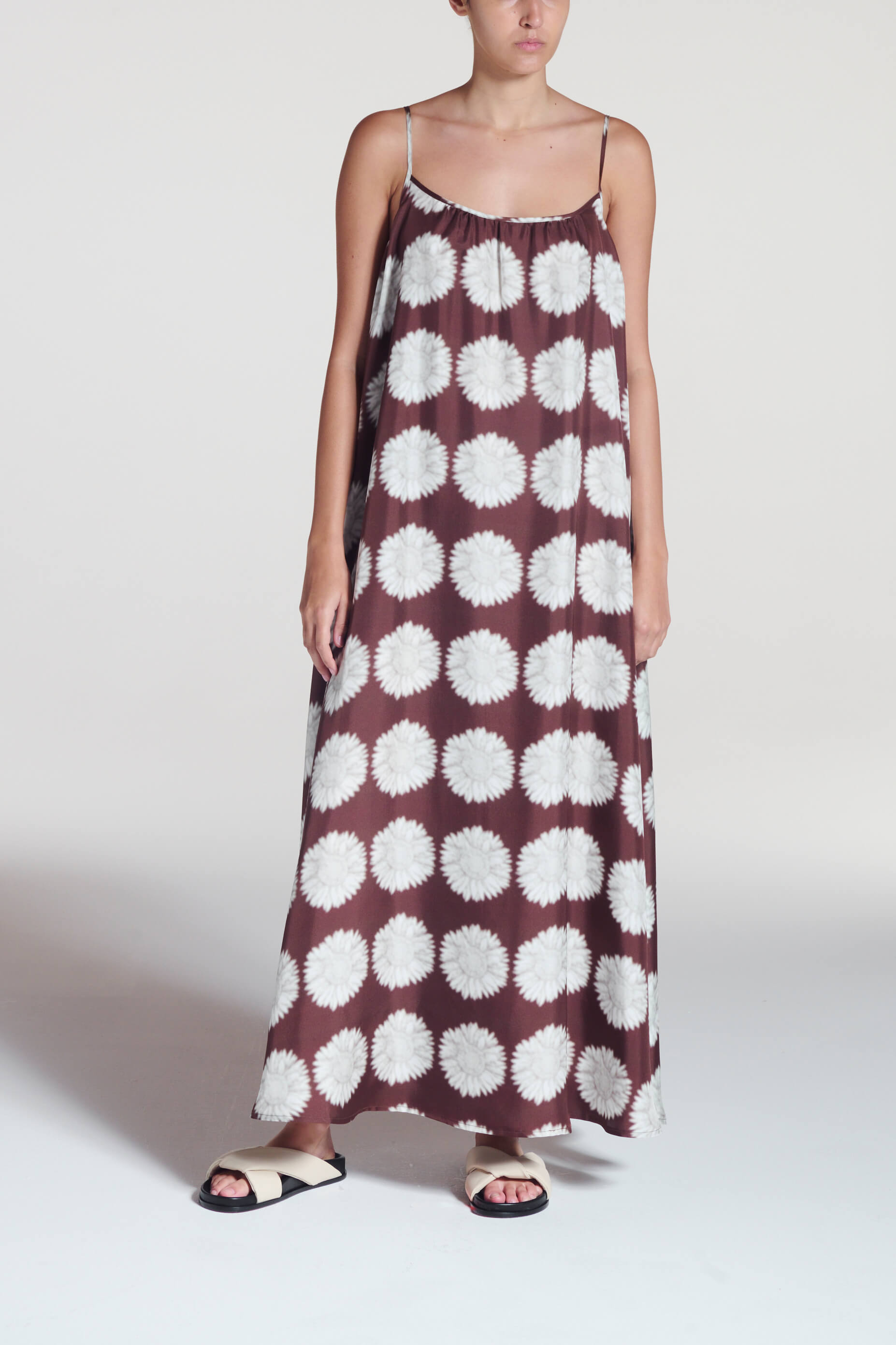 Napoli Dress Sunflower Mahogany Silk Twill