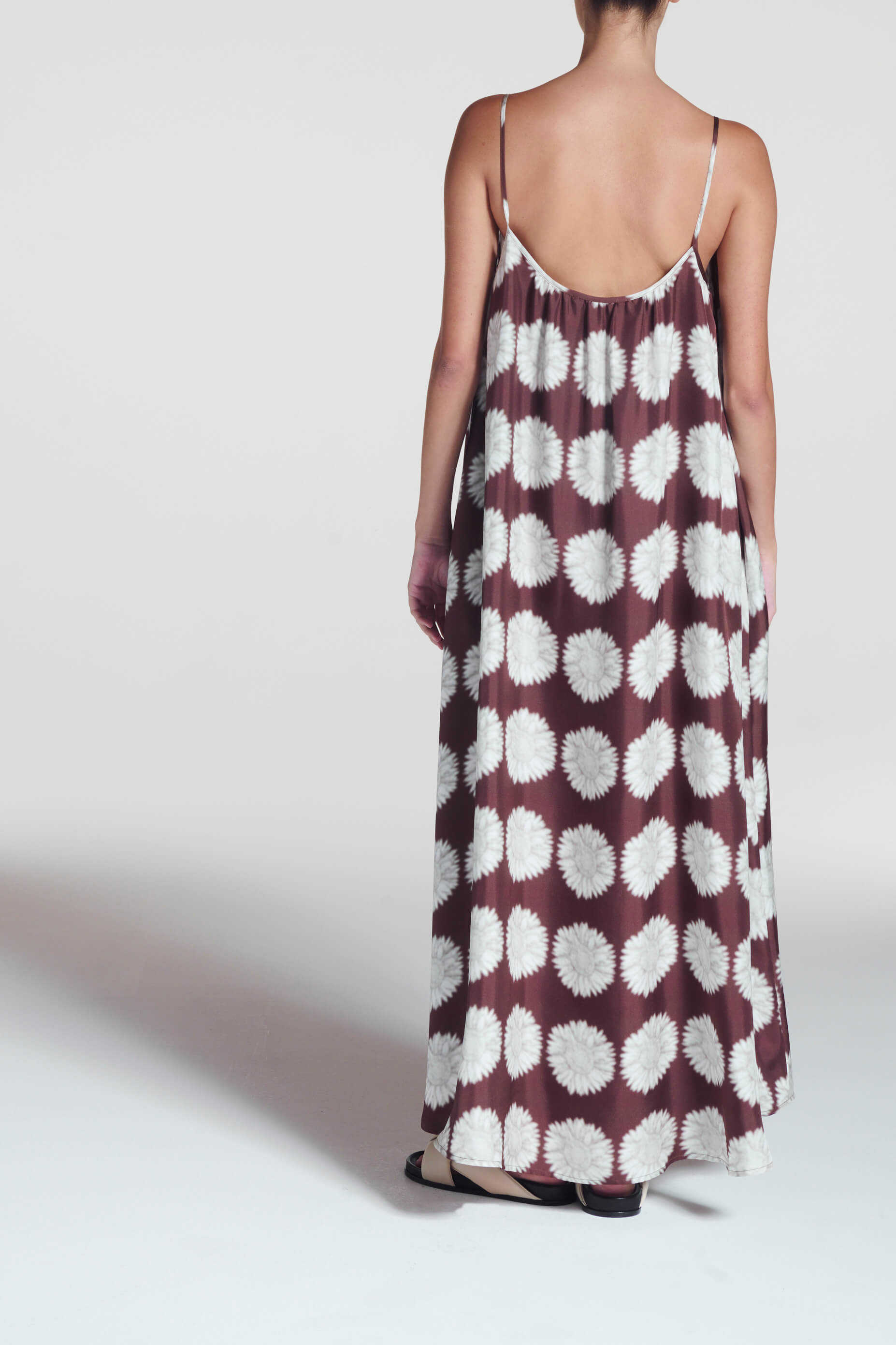 Napoli Dress Sunflower Mahogany Silk Twill