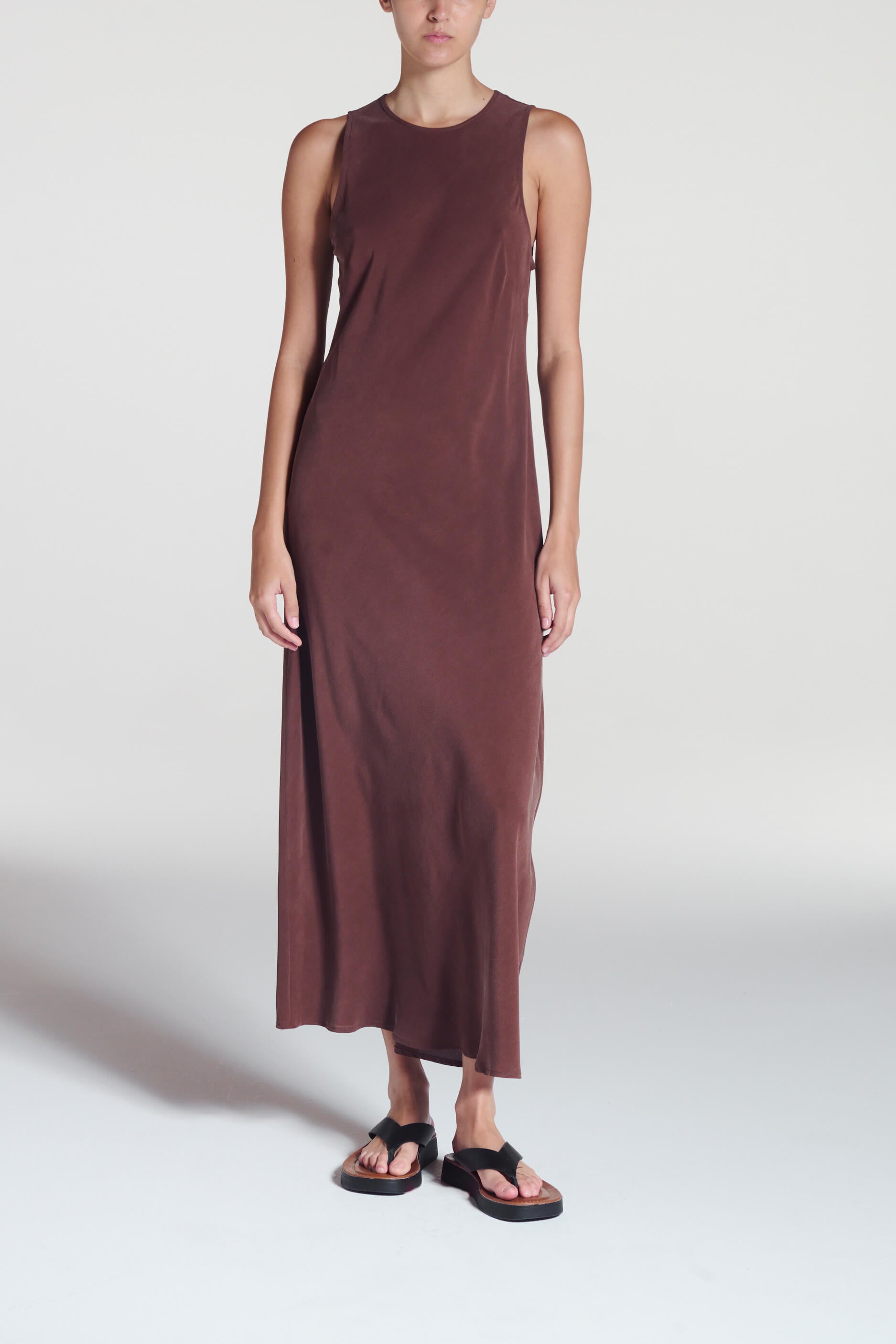 Valencia Dress Mahogany Silk Crepe