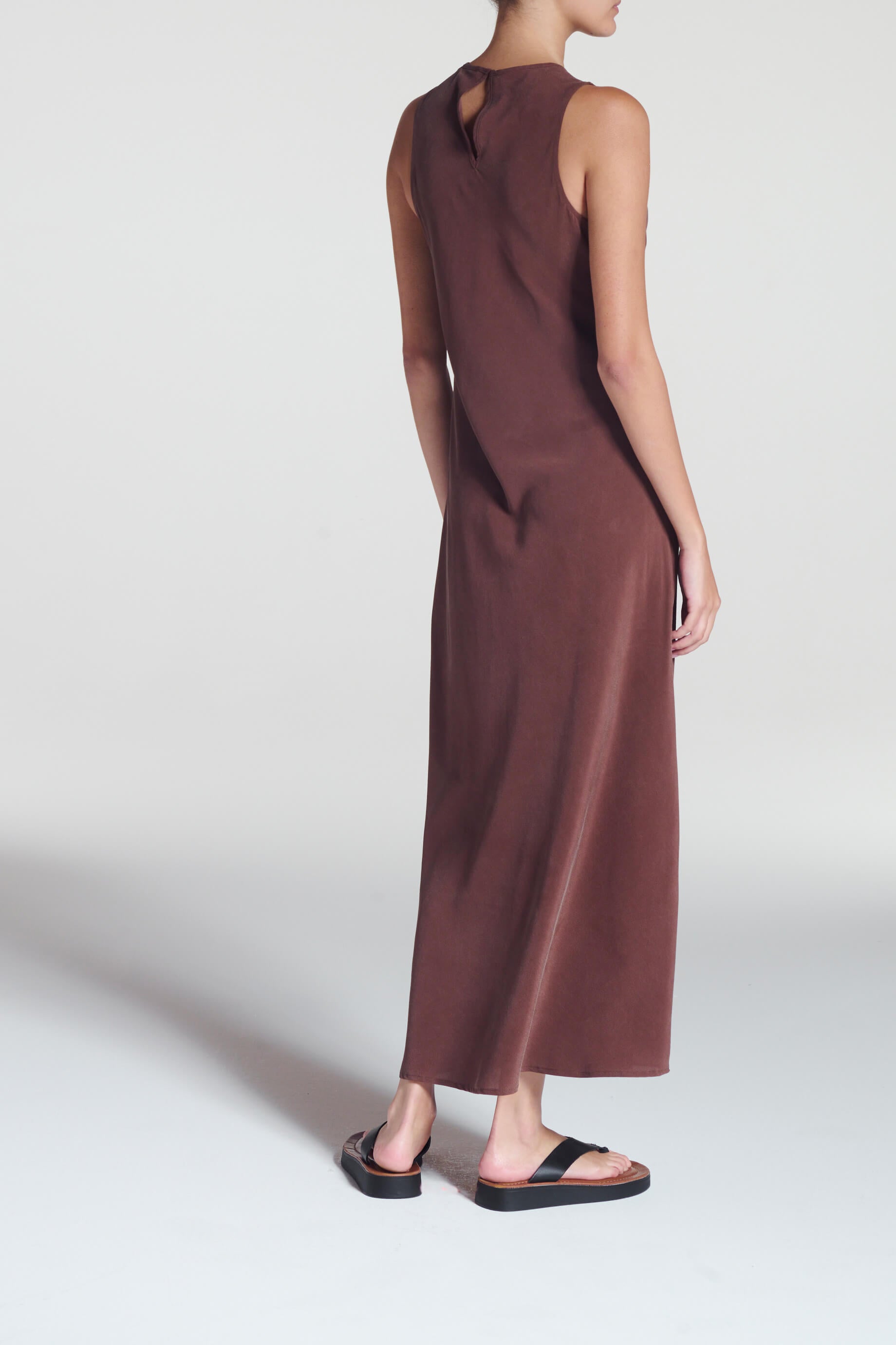 Valencia Dress Mahogany Silk Crepe