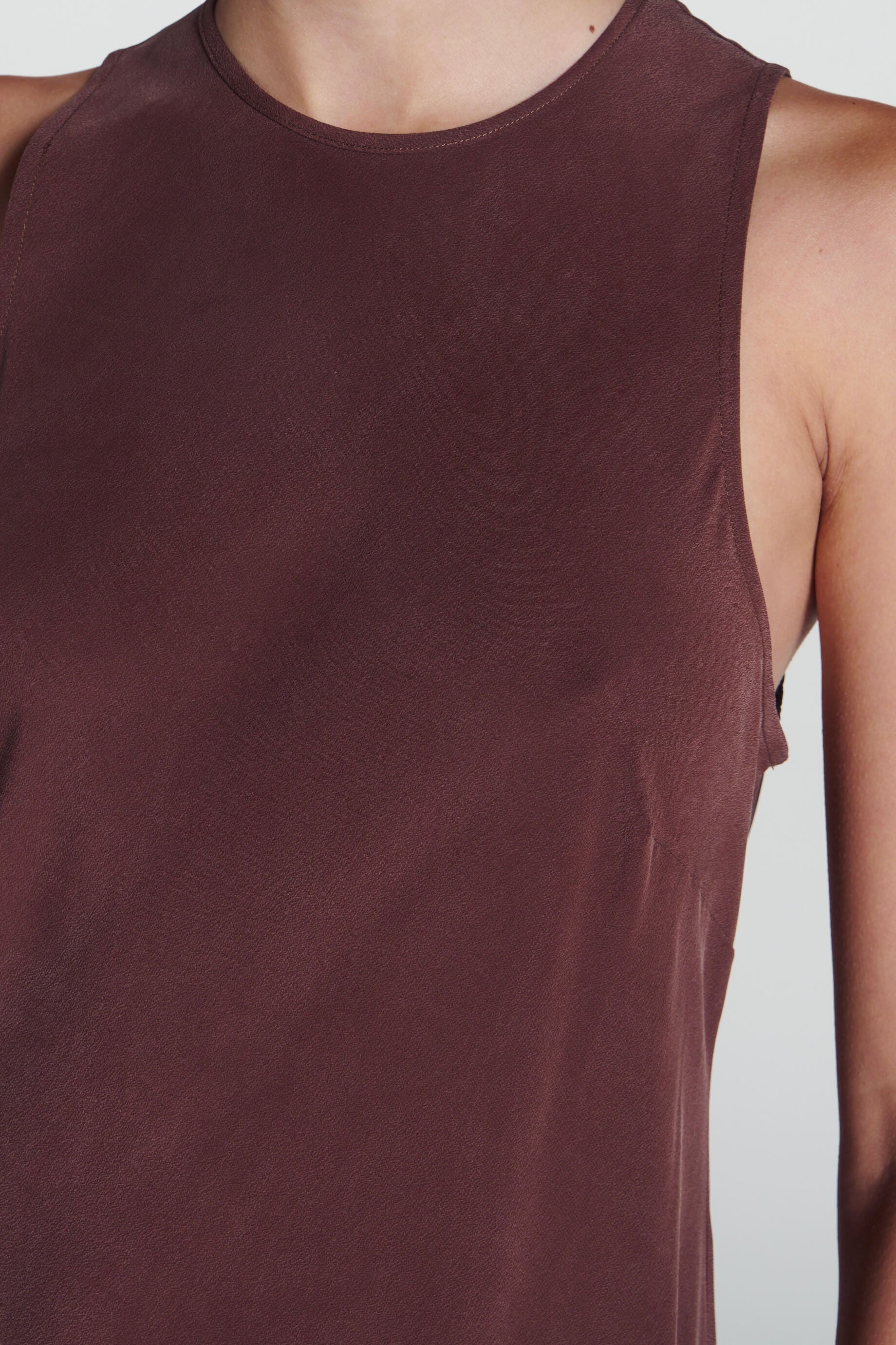 Valencia Dress Mahogany Silk Crepe