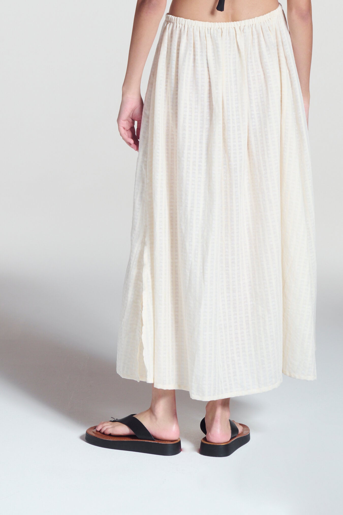 Rafaela Skirt Shell White Stripe Cotton Linen