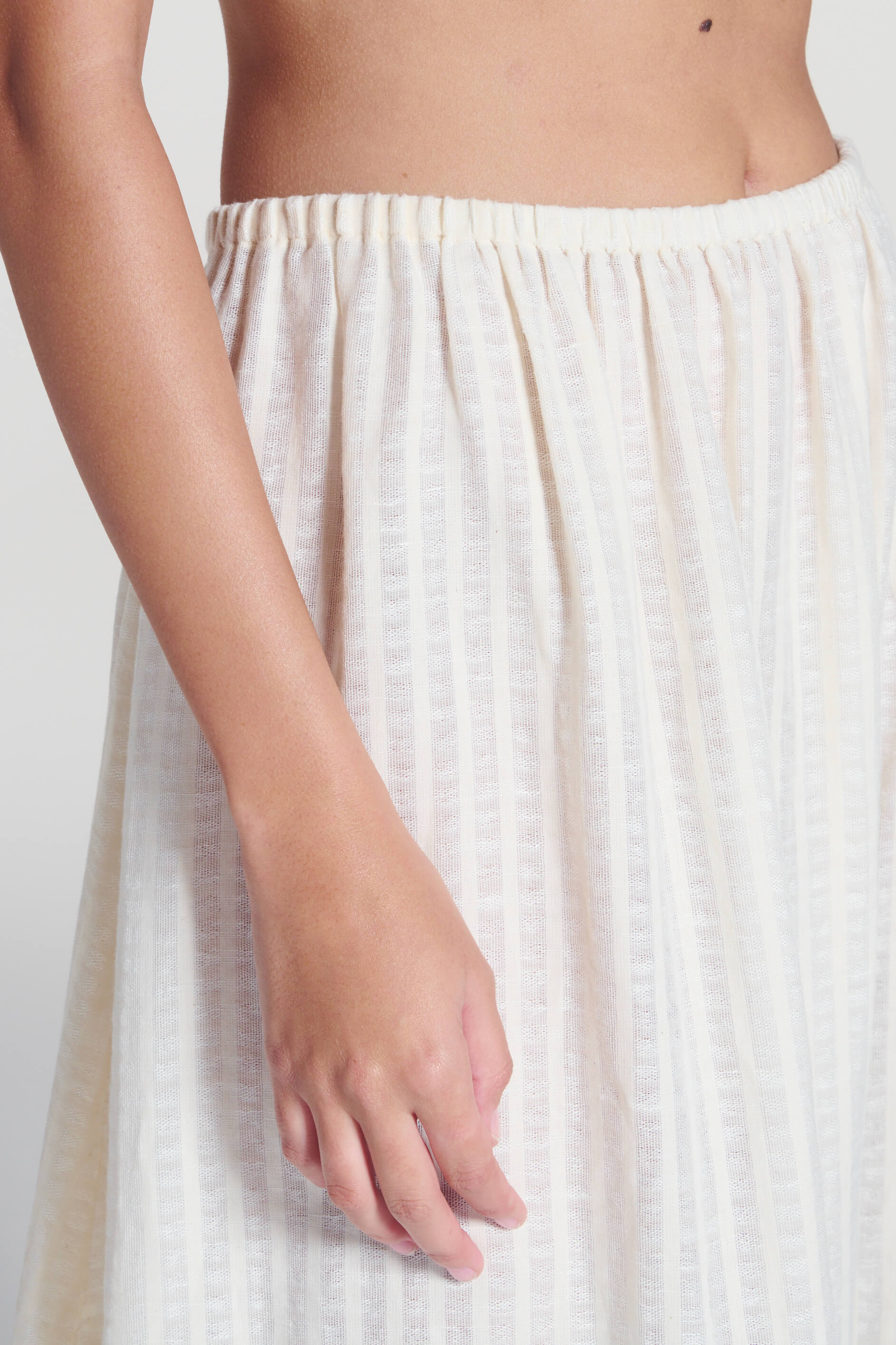 Rafaela Skirt Shell White Stripe Cotton Linen