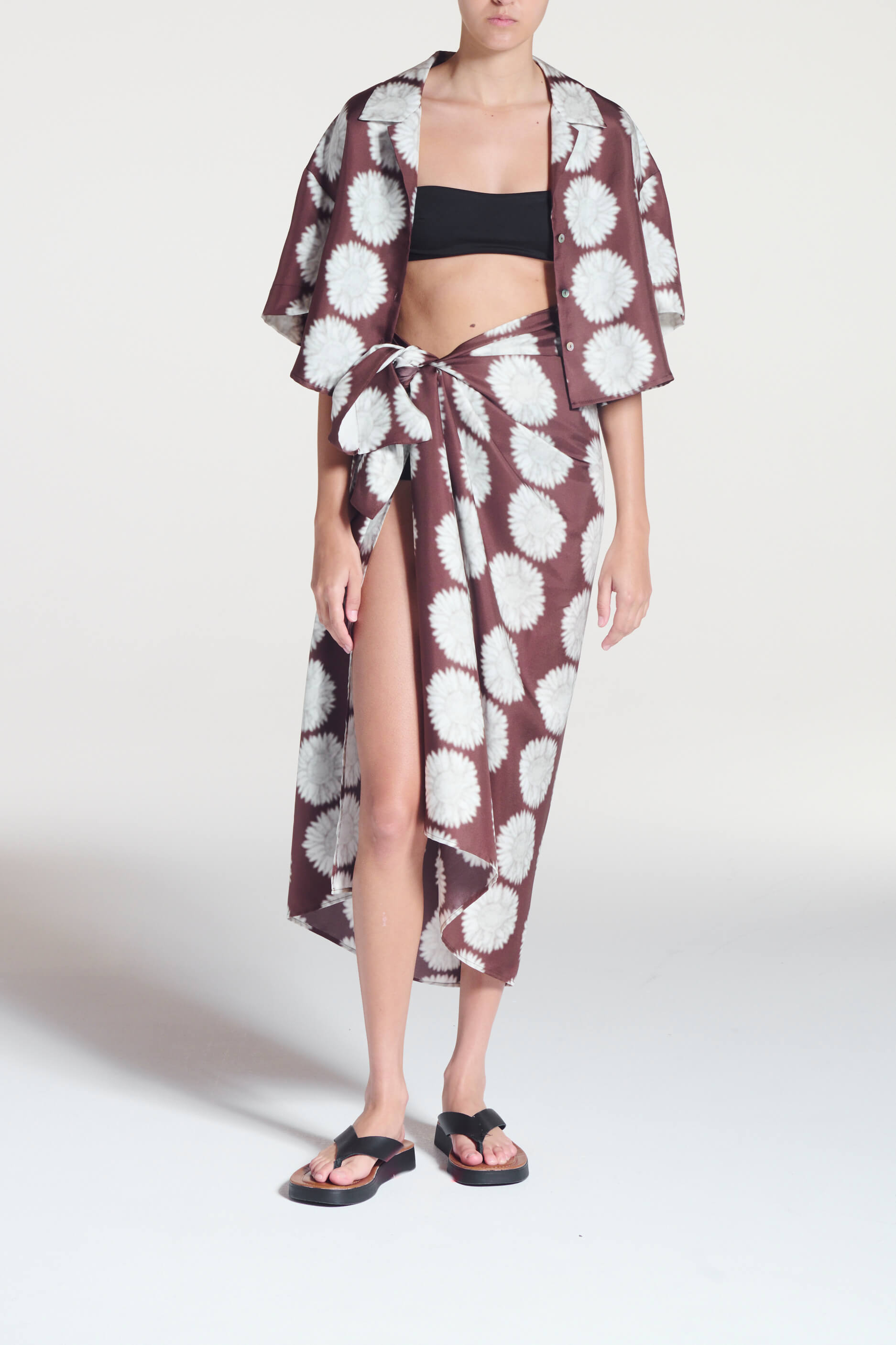 Sarong Sunflower Mahogany Silk Twill