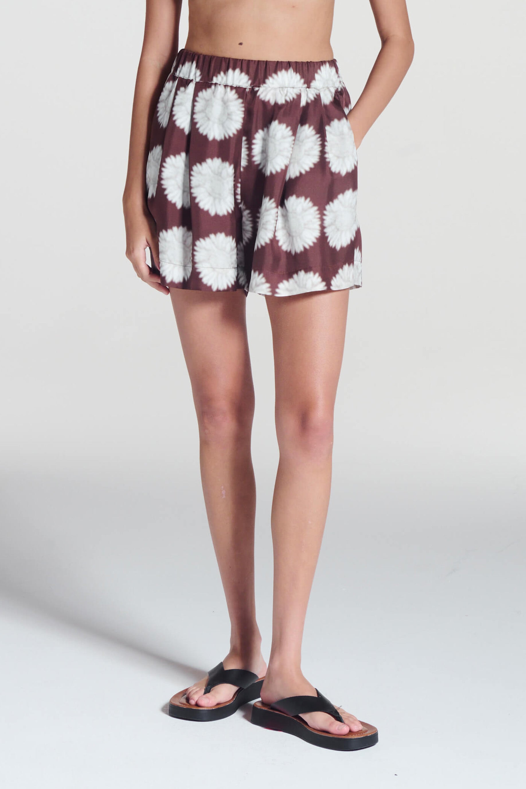 Zurich Short Sunflower Mahogany Silk Twill