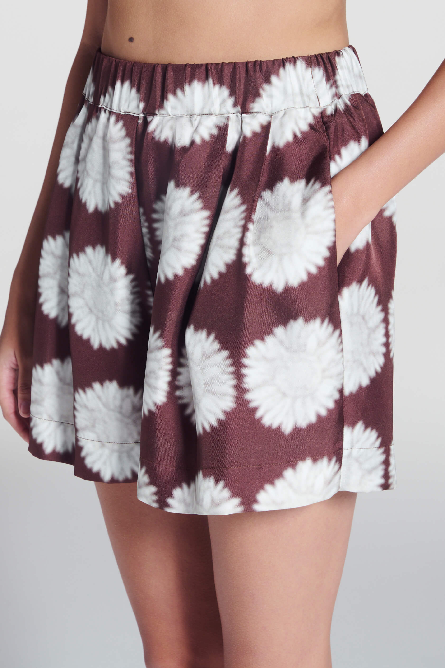 Zurich Short Sunflower Mahogany Silk Twill