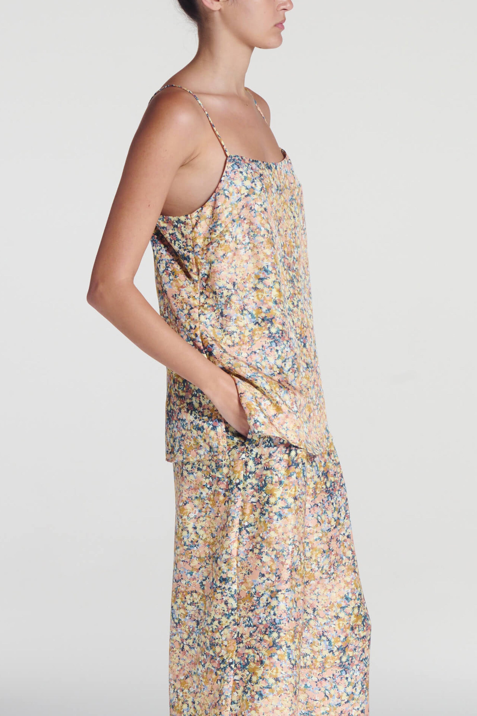 Tulum Top Beachscape Tan Silk Twill