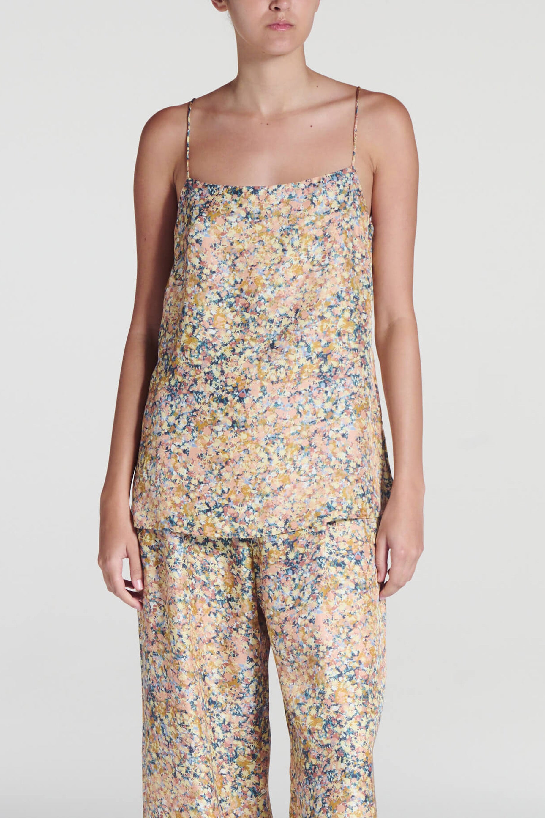 Tulum Top Beachscape Tan Silk Twill