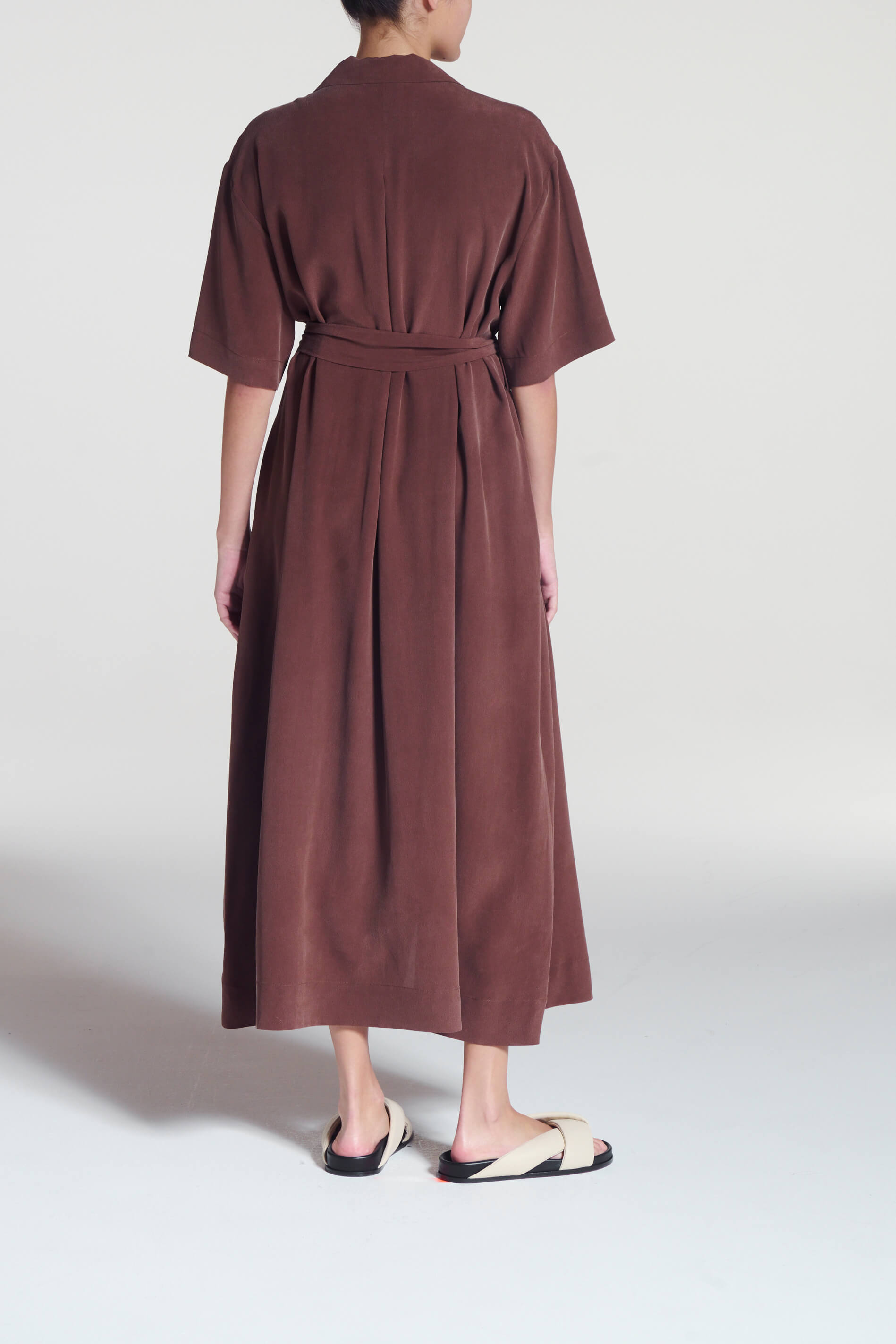 Amina Dress Mahogany Silk Crepe
