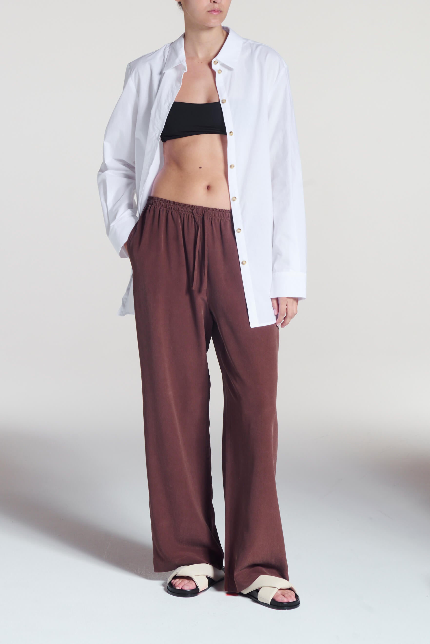 Aurelia Trouser Mahogany Silk Crepe