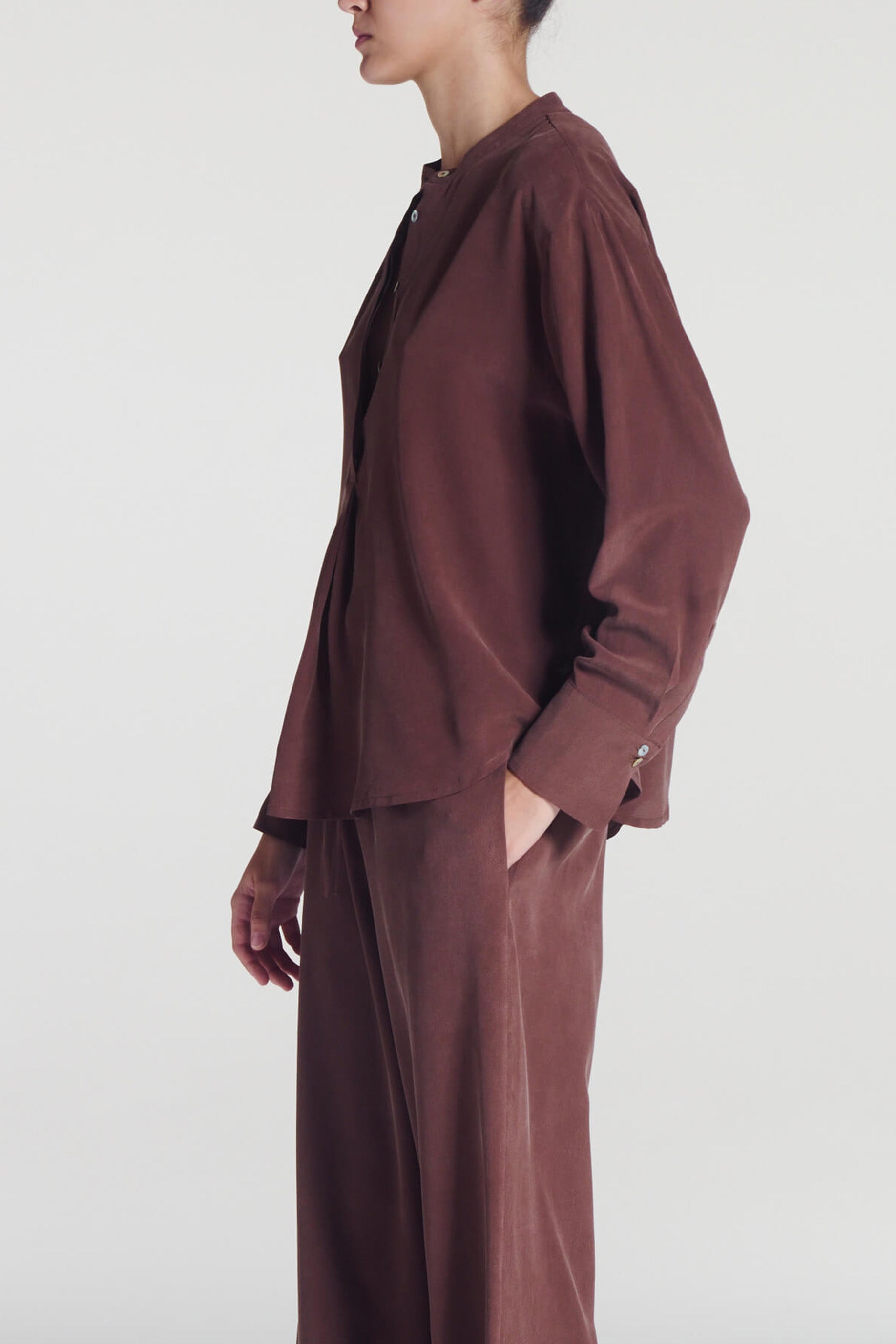 Remy Top Mahogany Silk Crepe