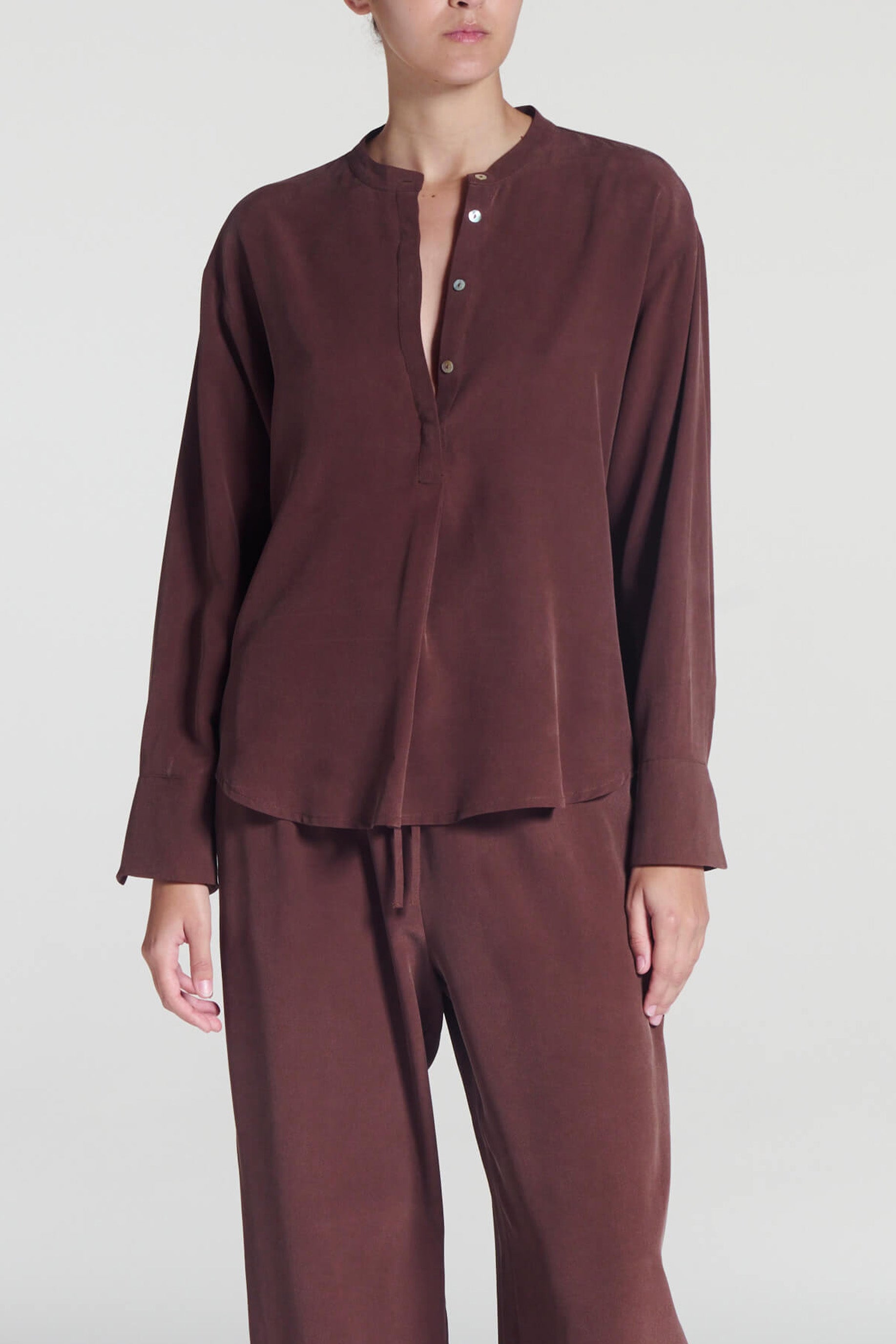 Remy Top Mahogany Silk Crepe