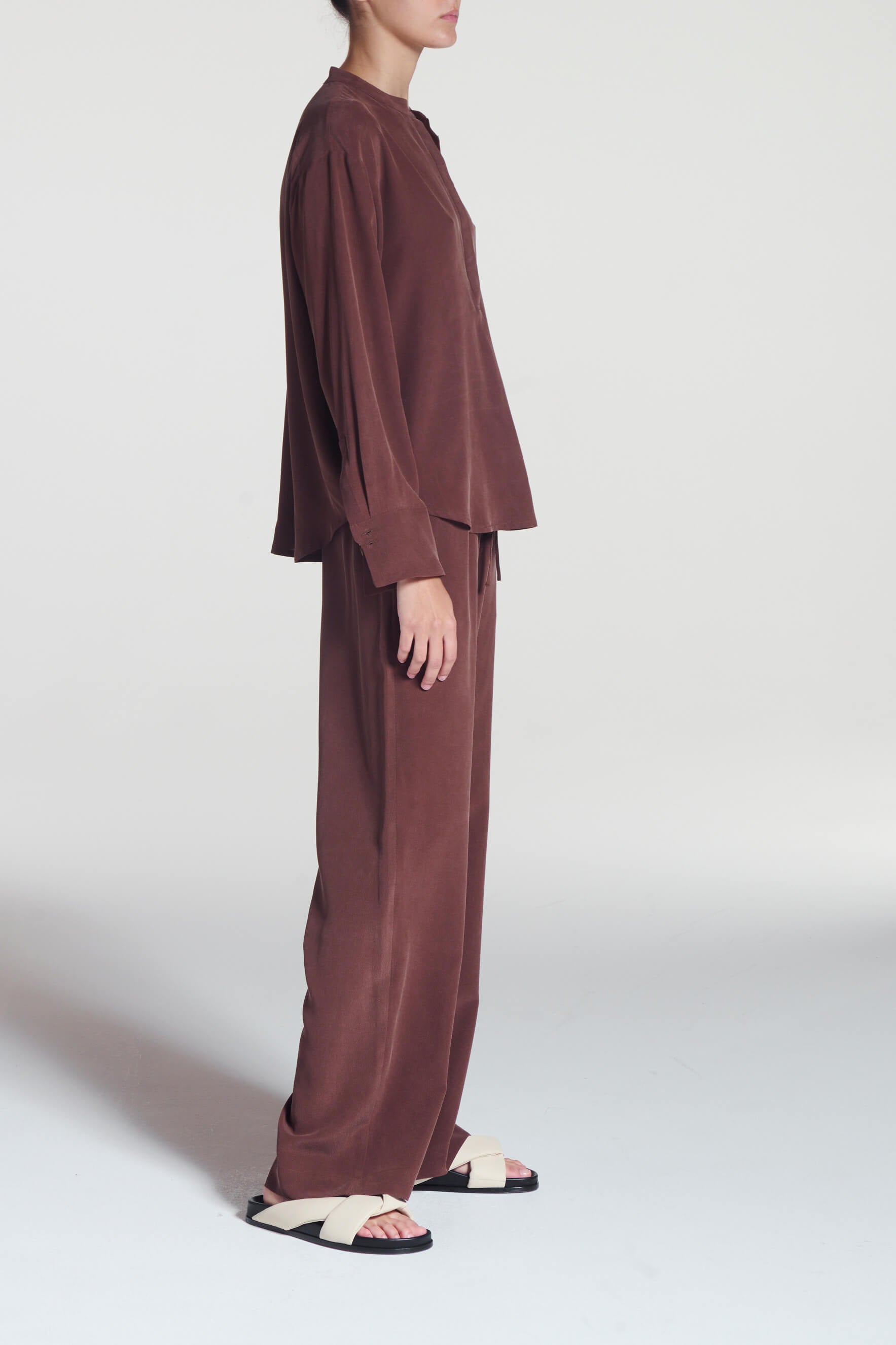 Remy Top Mahogany Silk Crepe