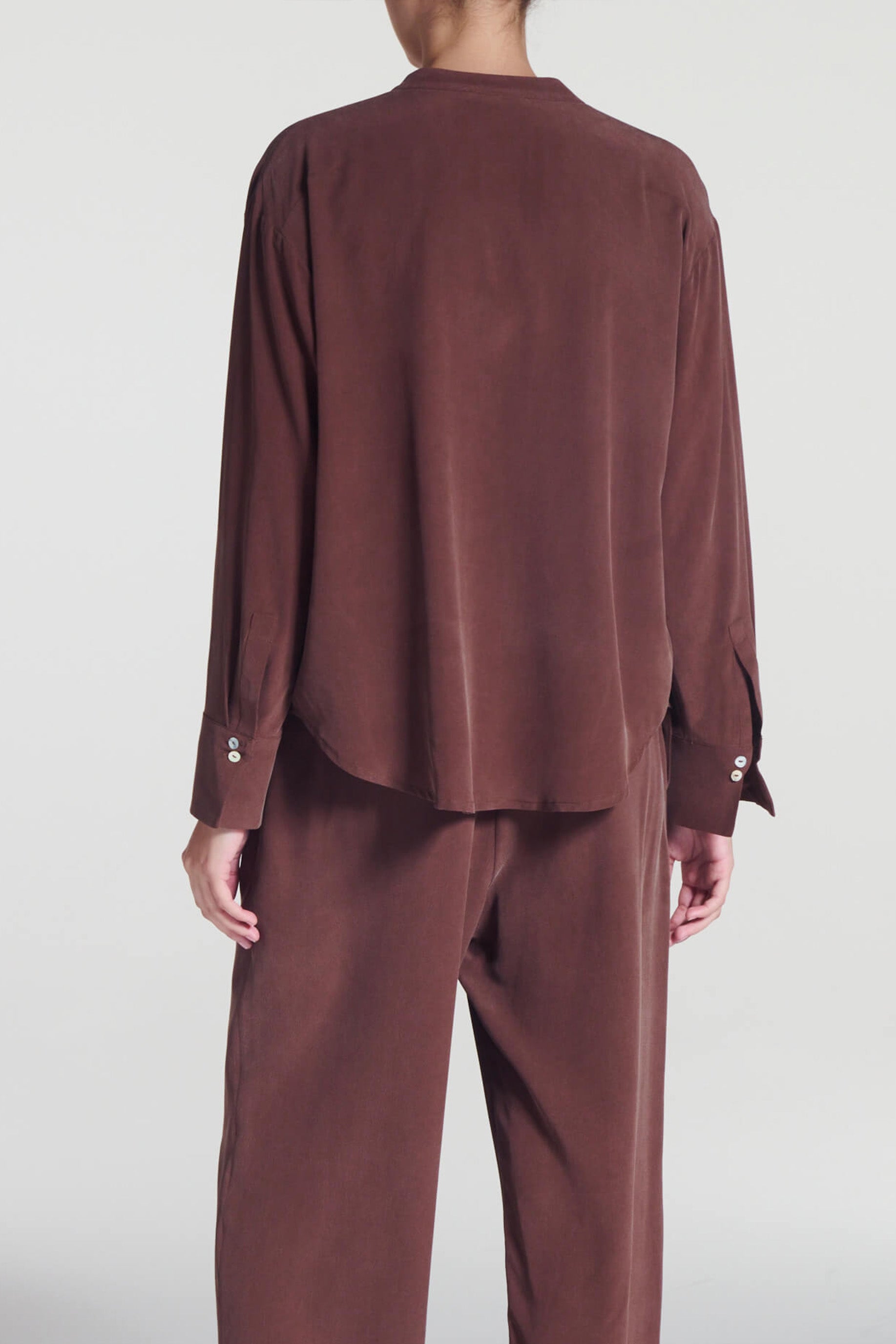 Remy Top Mahogany Silk Crepe