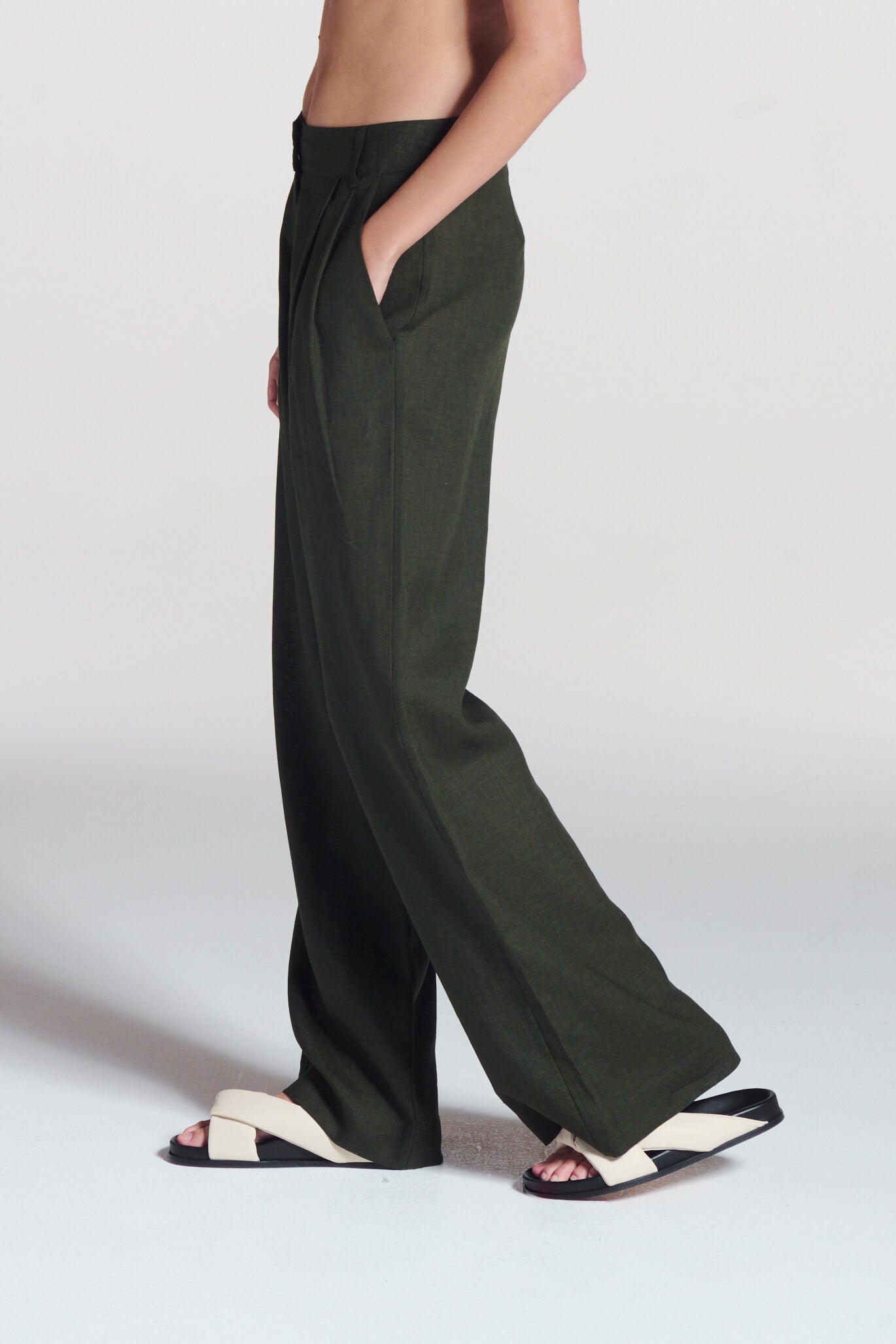 Rivello Trouser Sea Moss Green Linen