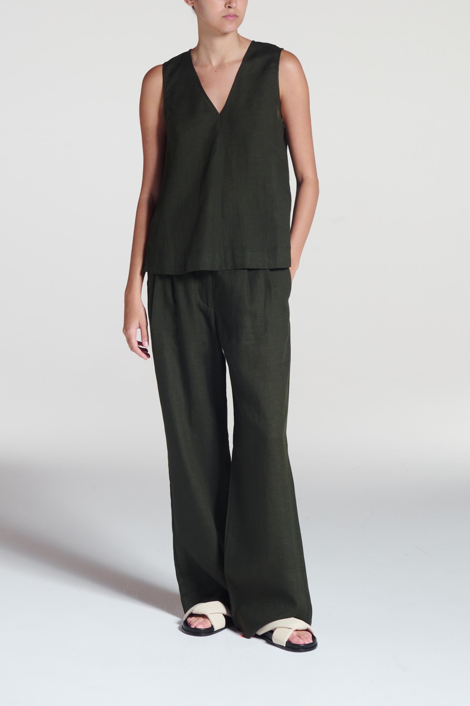Rivello Trouser Sea Moss Green Linen