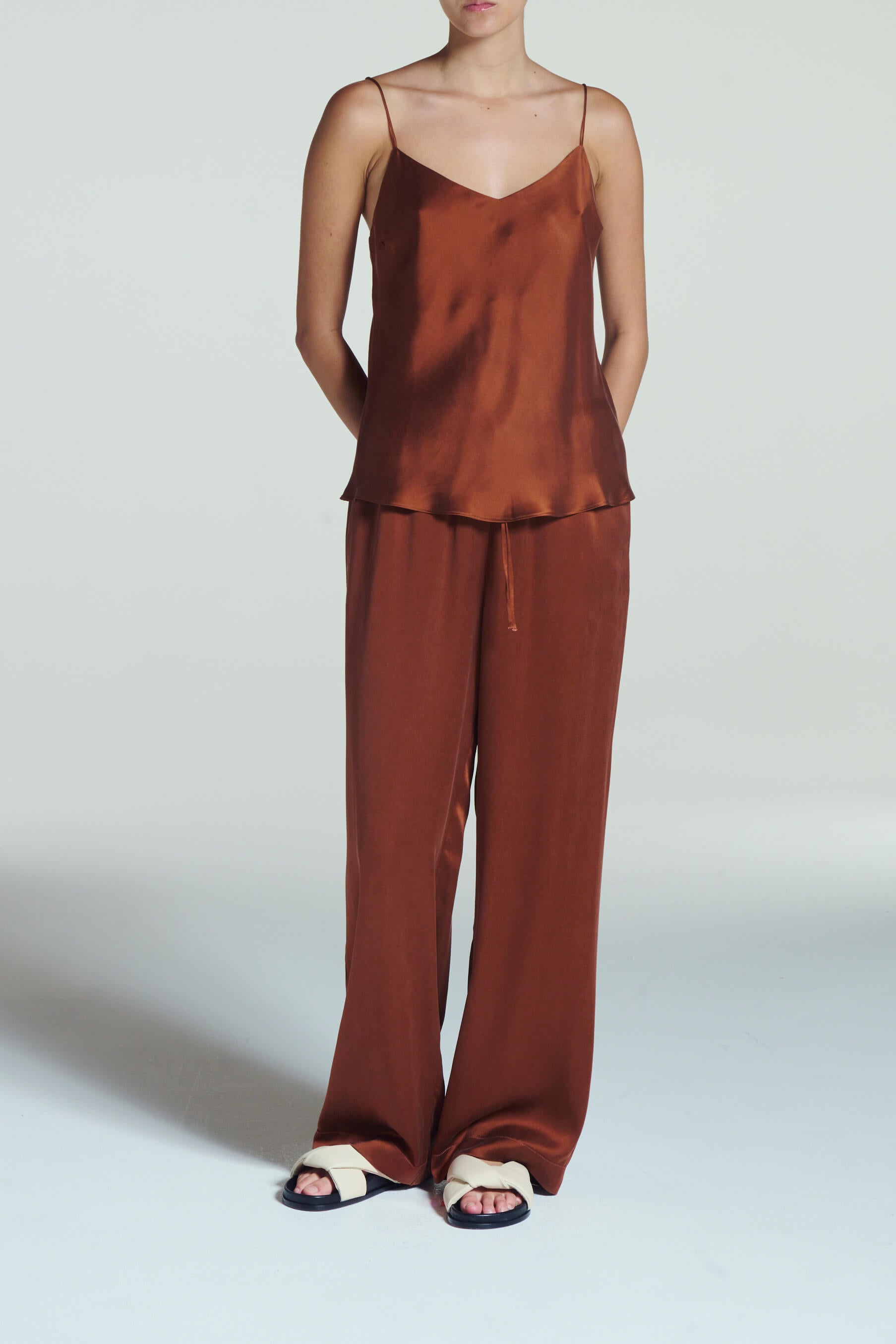 Milos Cami Brick Red Silk Charmeuse