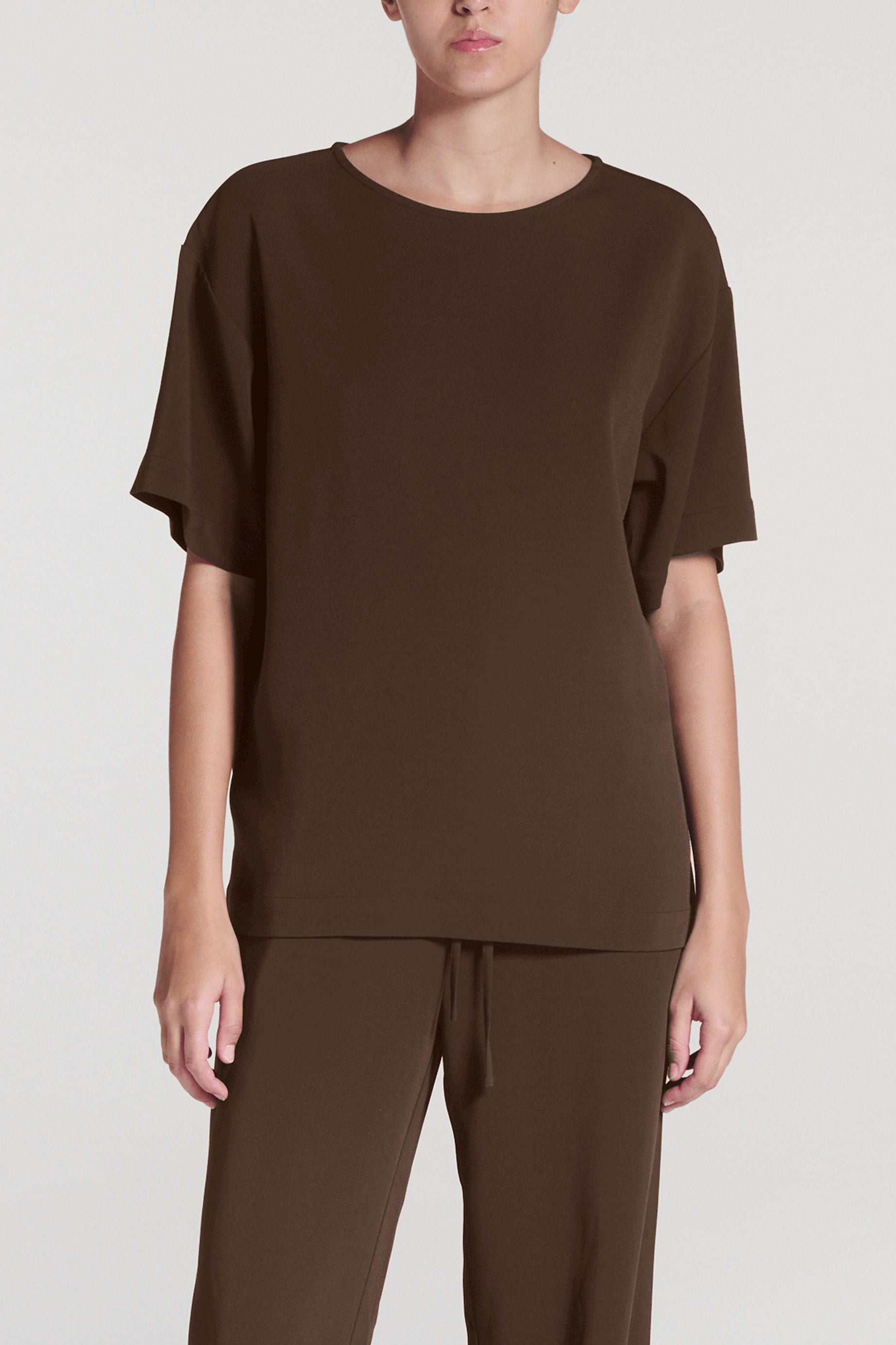 Talia Shirt Coffee Viscose Crepe