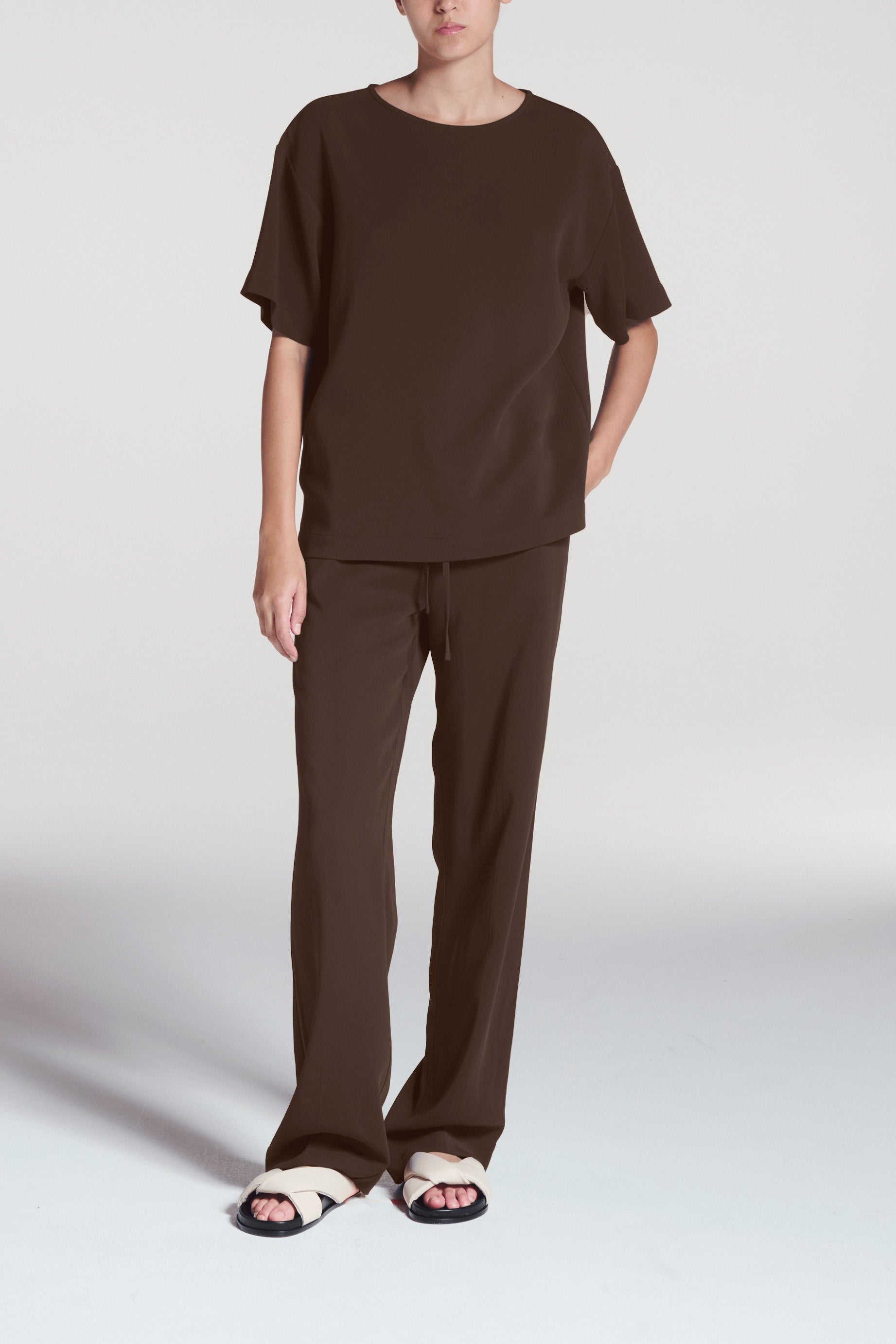 Aurelia Trouser Coffee Viscose Crepe