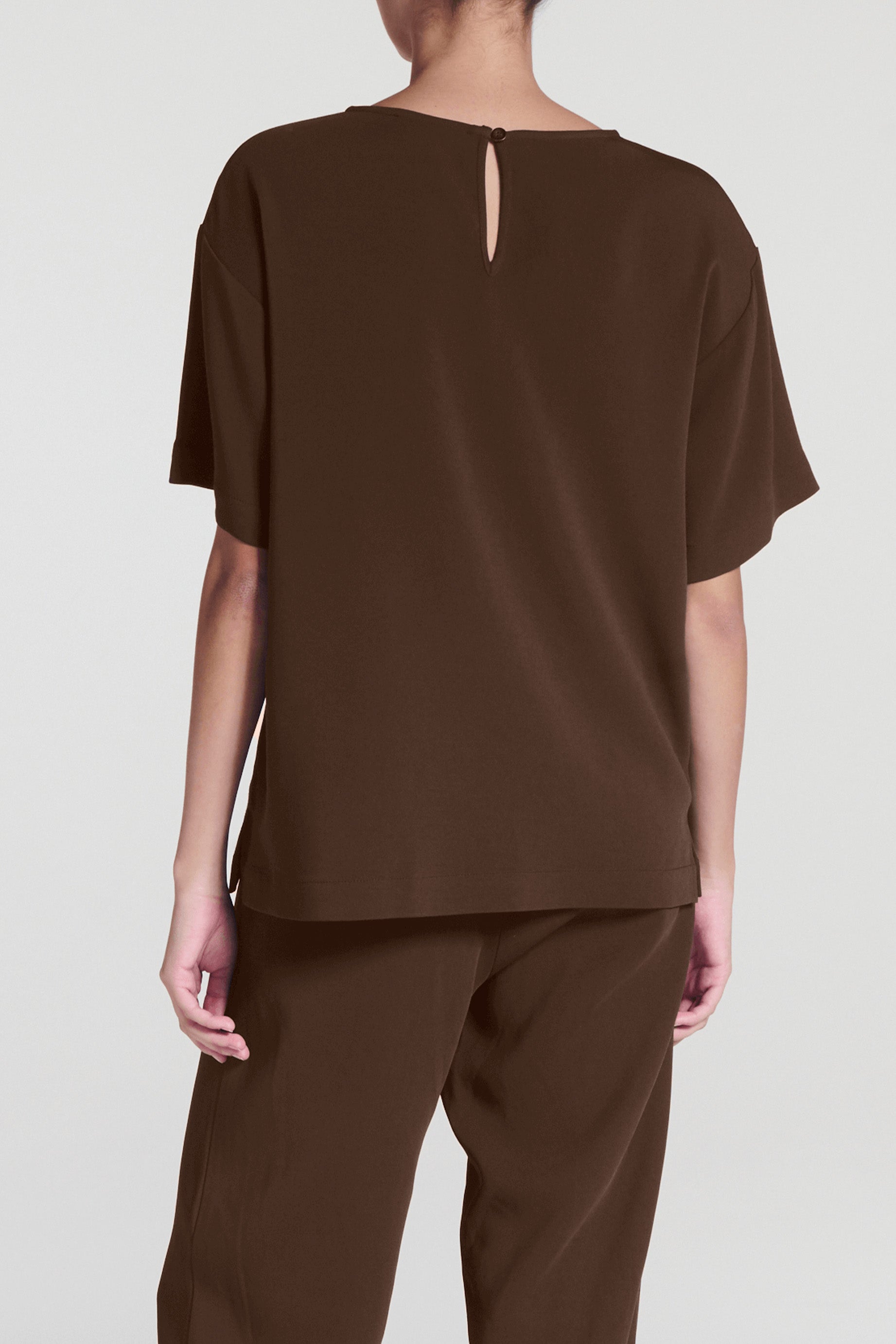 Talia Shirt Coffee Viscose Crepe