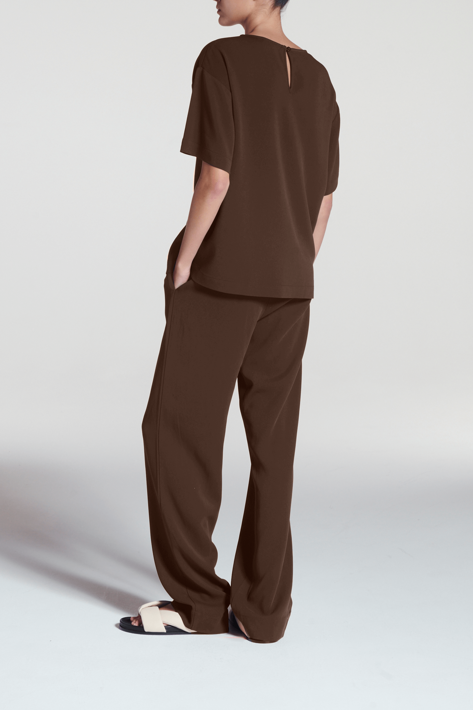 Aurelia Trouser Coffee Viscose Crepe