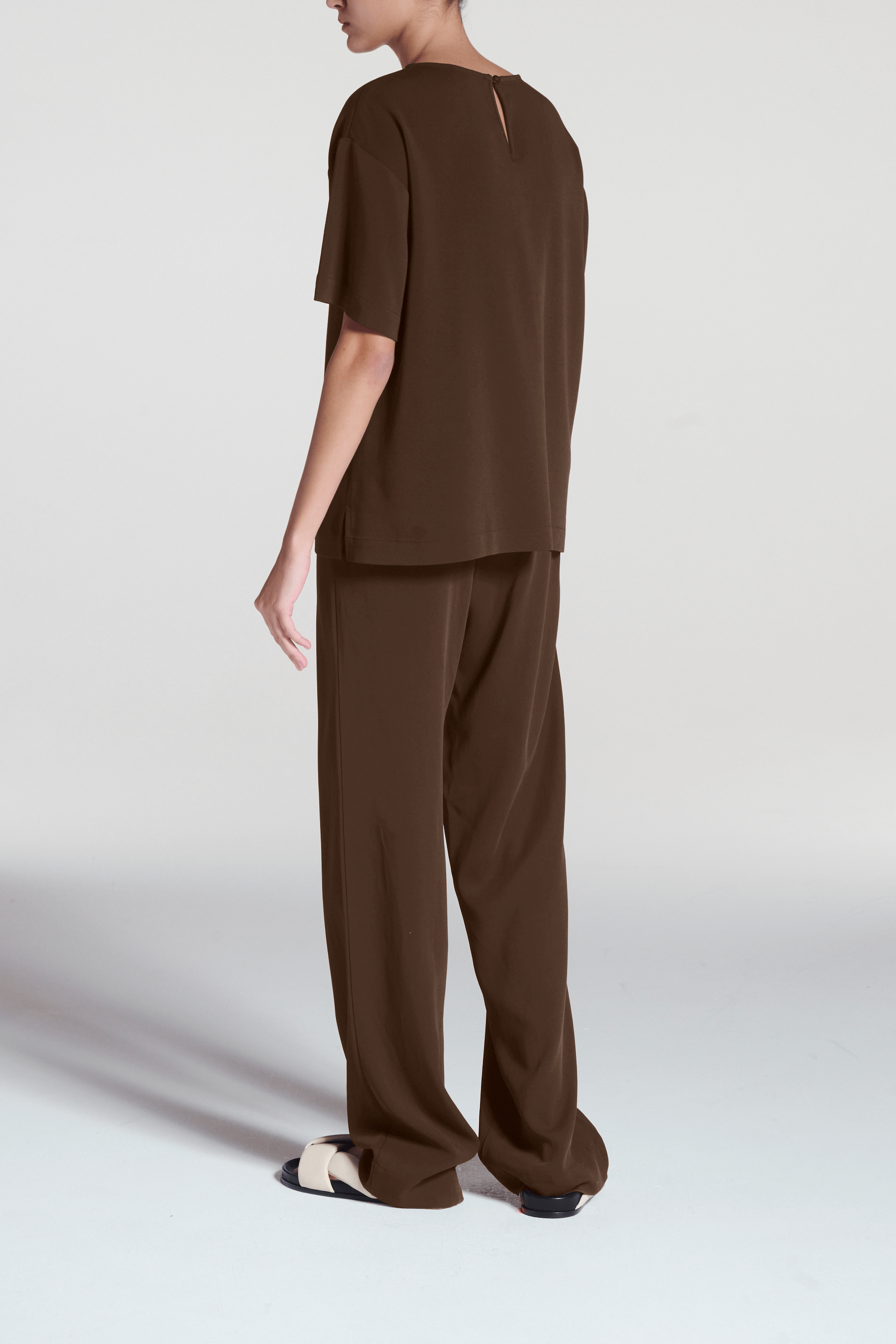 Talia Shirt Coffee Viscose Crepe