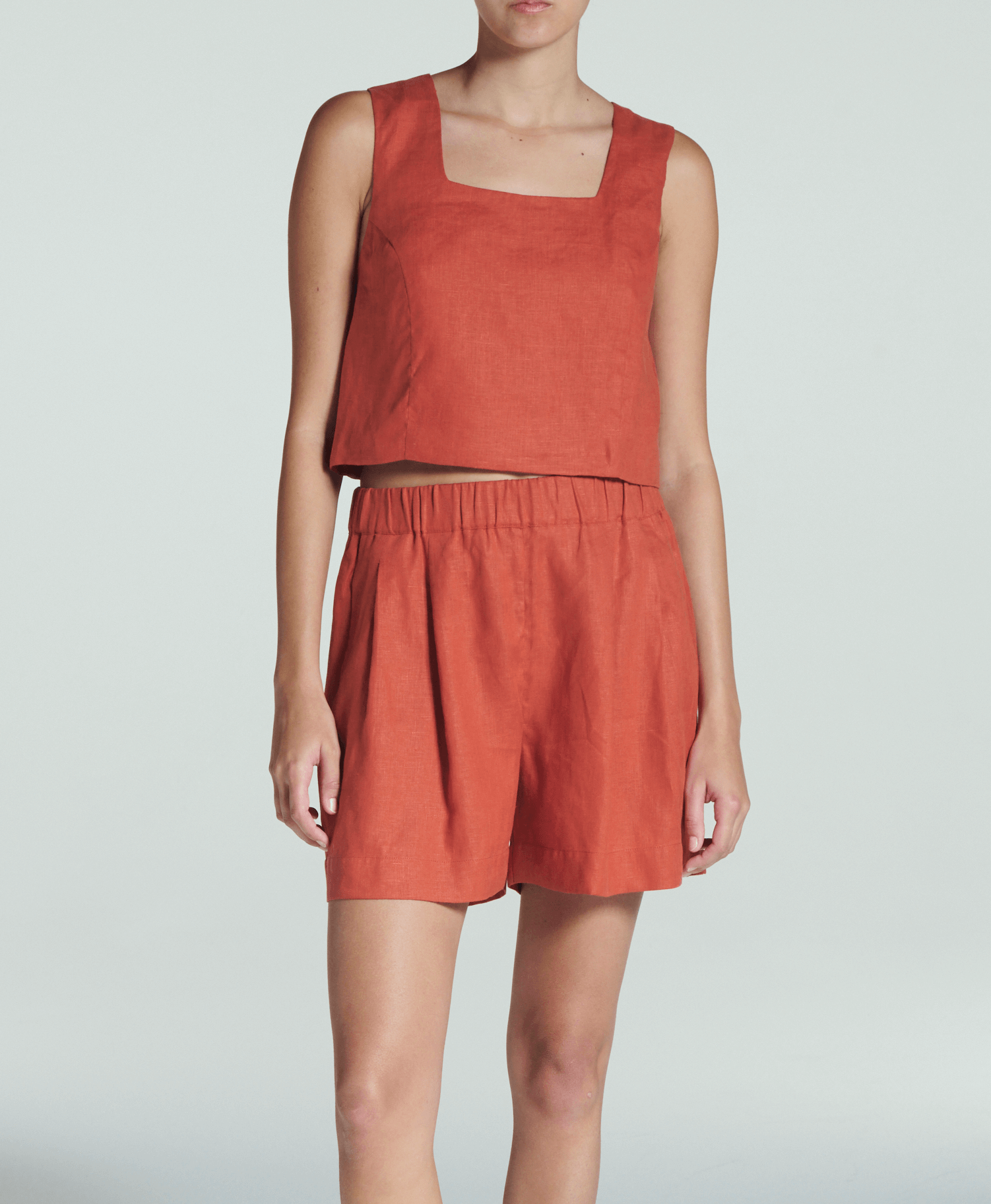 Cozumel Top Terracotta Linen